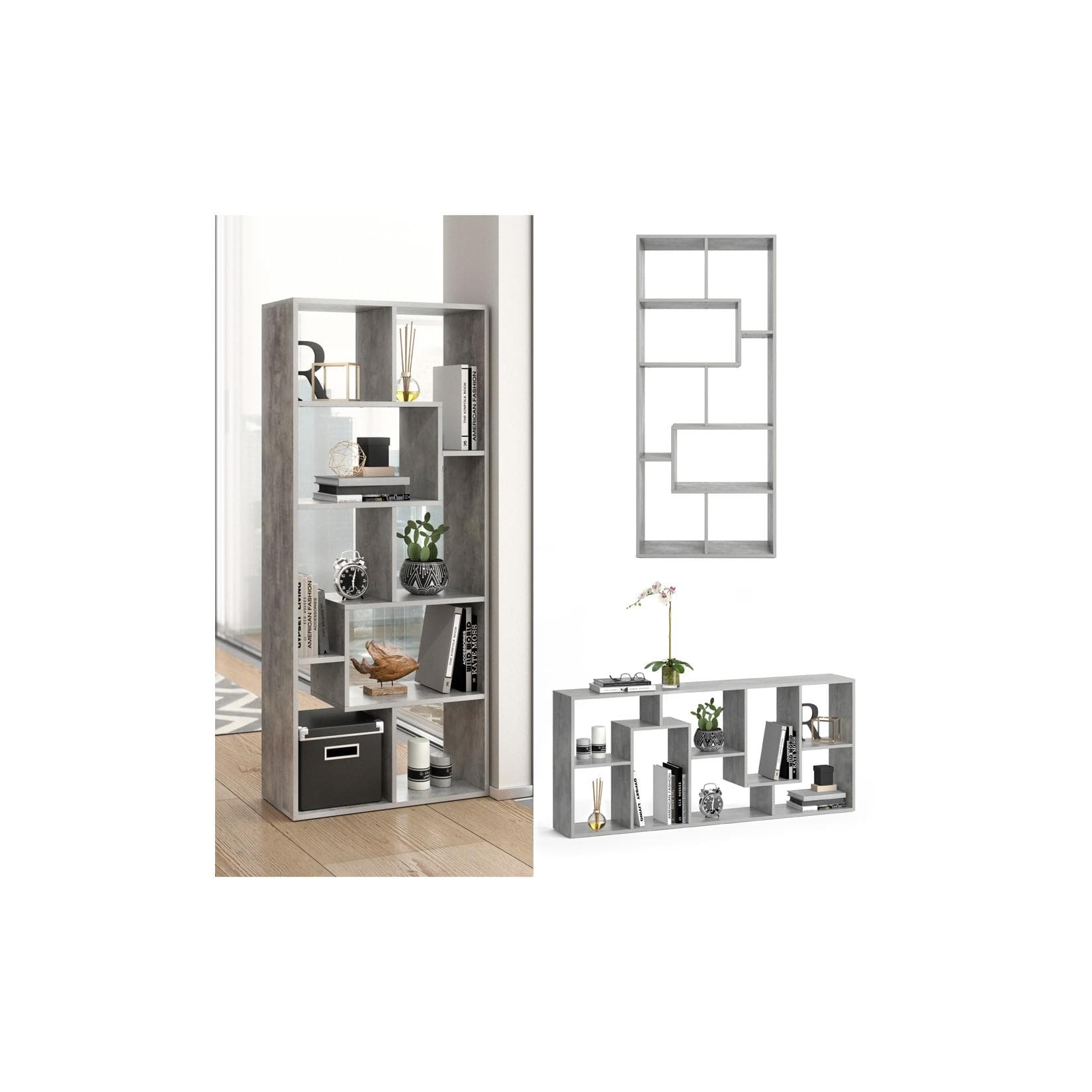 Vicco Raumteiler Noa Bücherregal Standregal Aktenregal Hochregal Beton Grau