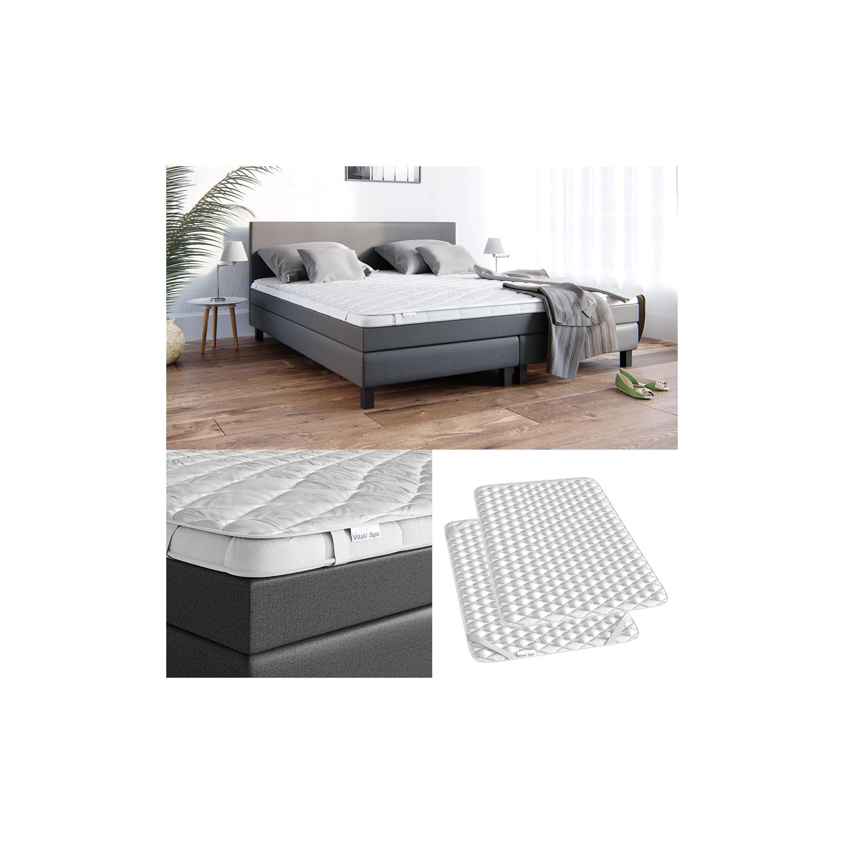 VitaliSpa Topper Matratzenschoner Weiß Microfaser 140x200 cm
