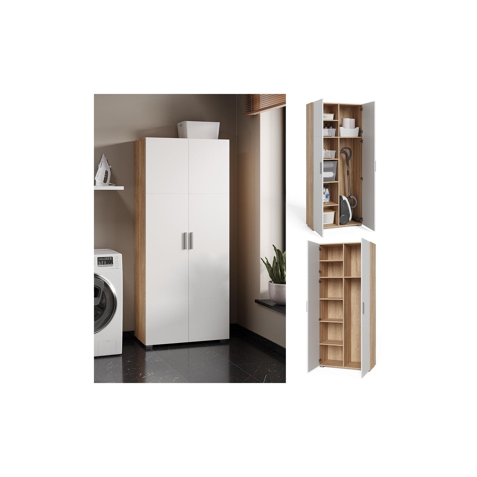 Weißer Aktenschrank mit Sonoma-Akzenten