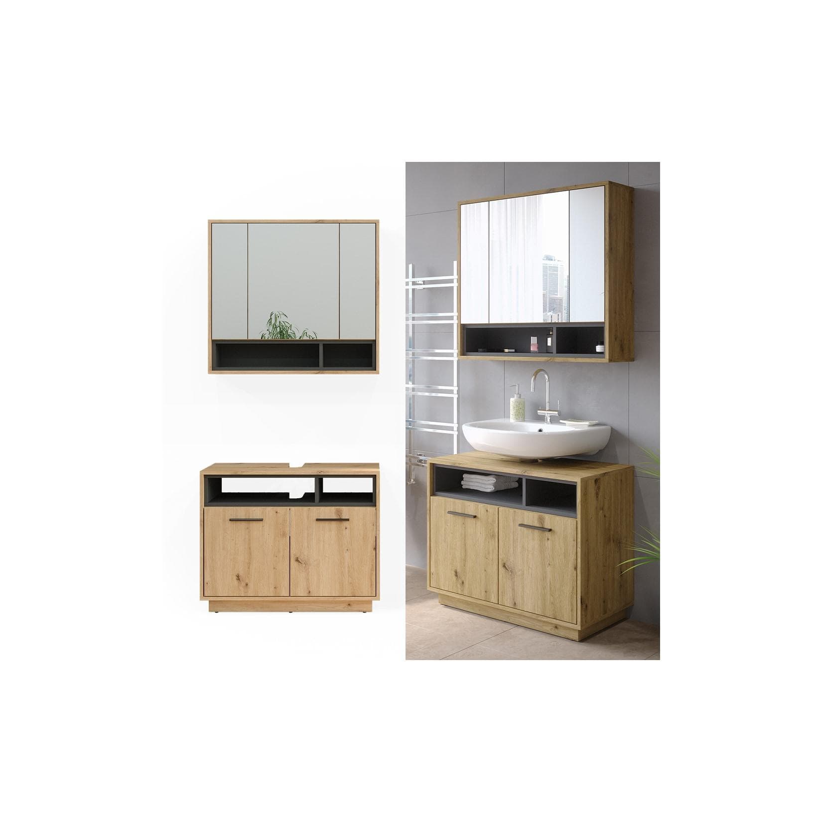 Vicco Badmöbel-Set Beatrice Eiche Anthrazit