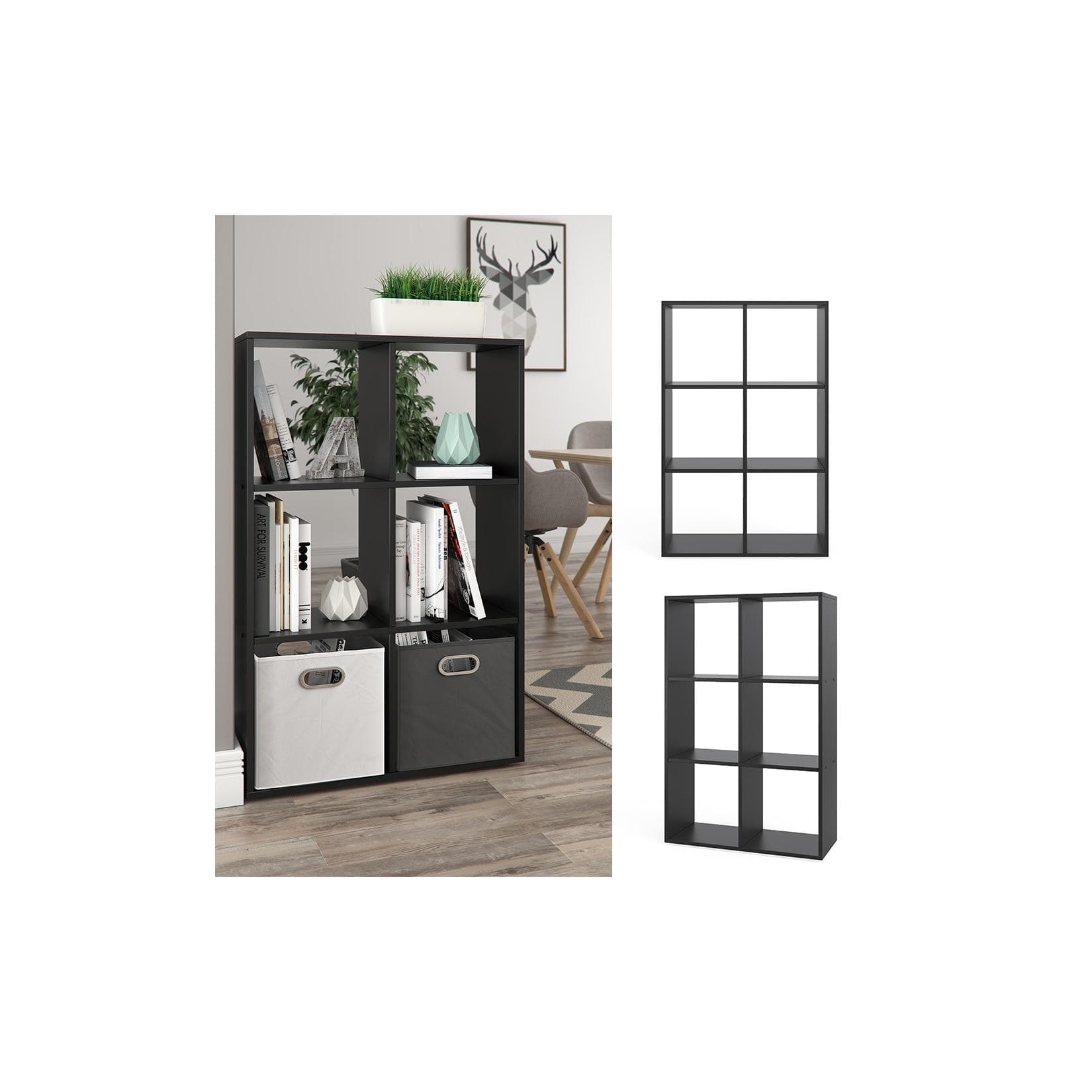 VICCO Raumteiler Schwarz 6 Fächer Regal Standregal