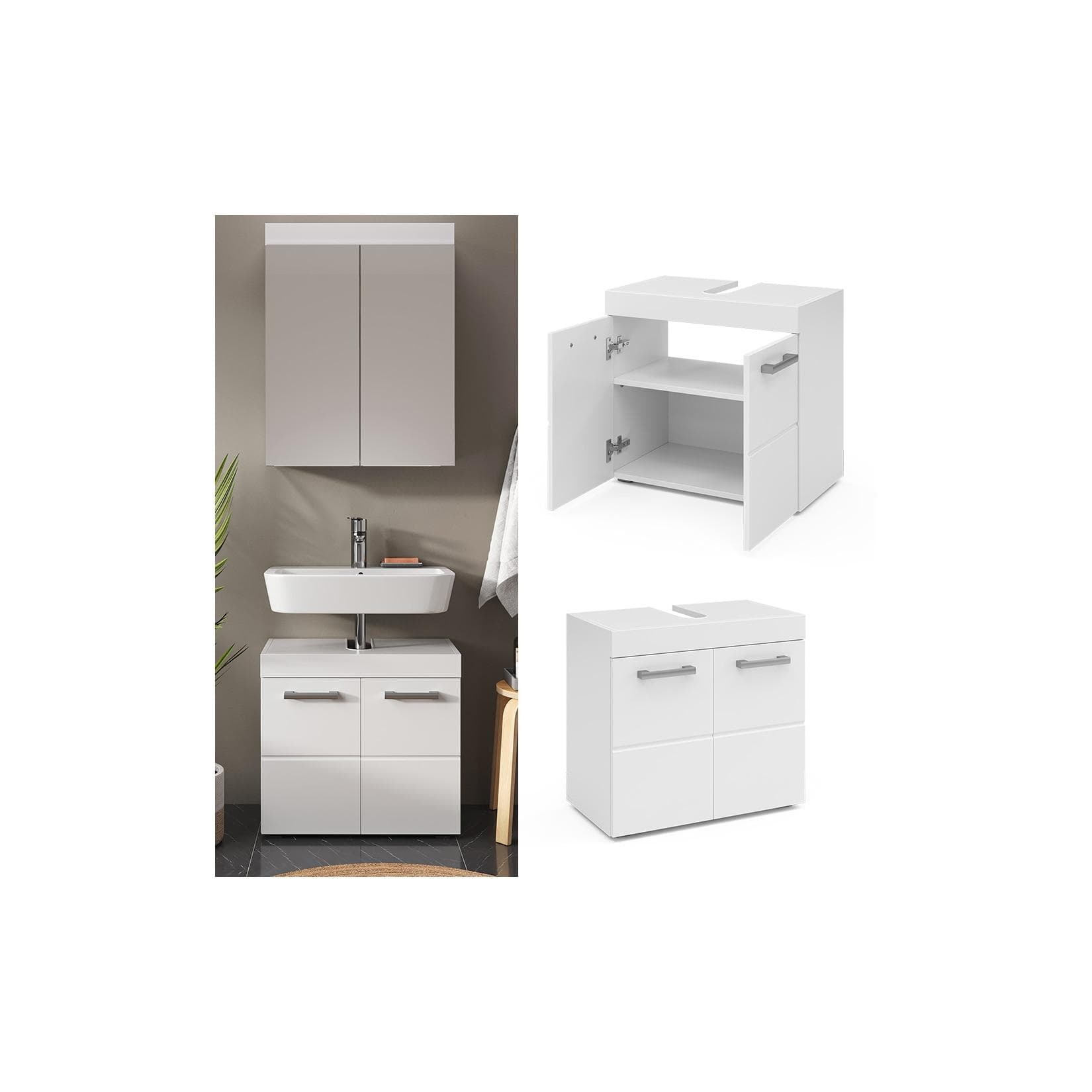 Vicco Waschtischunterschrank Luna Weiß Skandi Badschrank