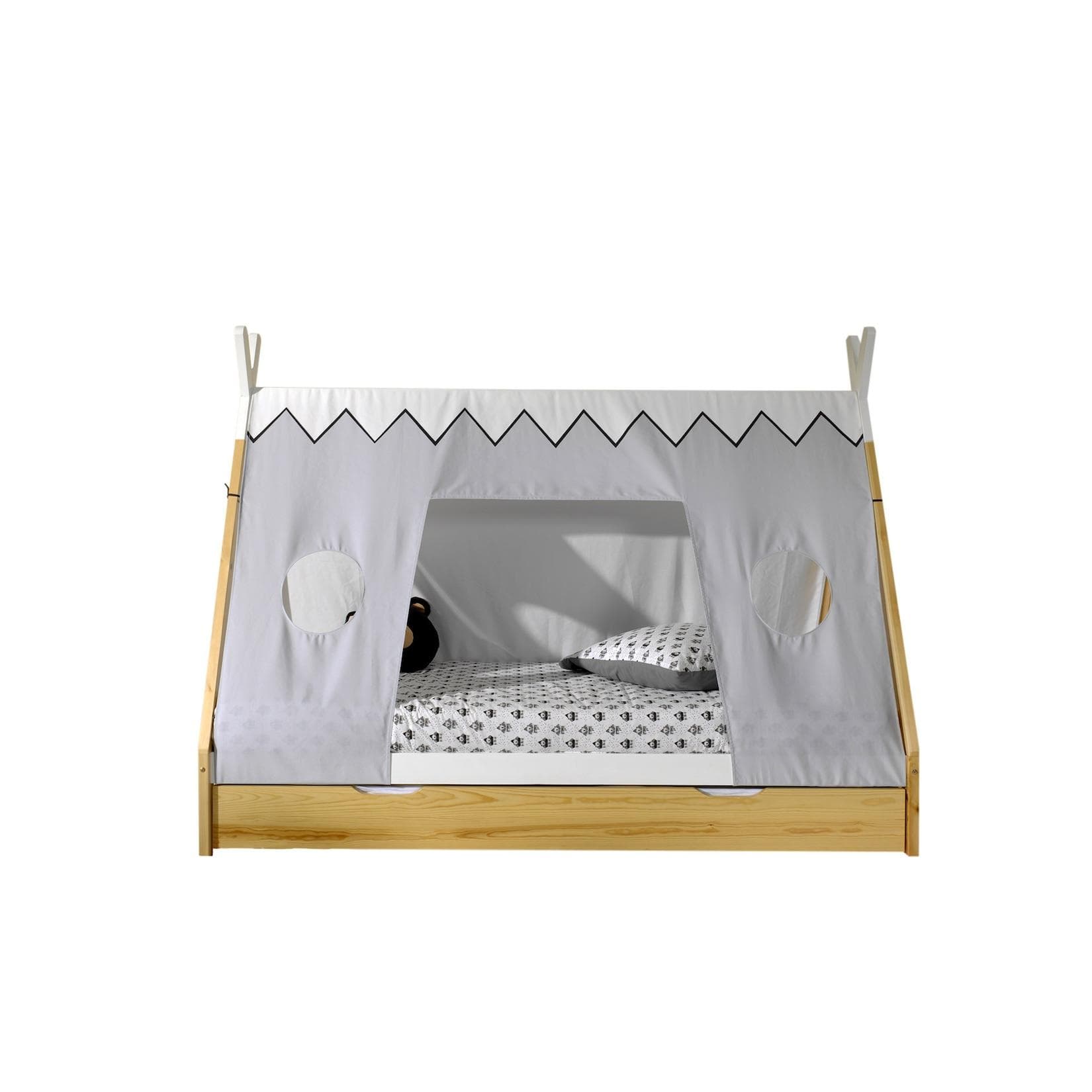 Vipack Tipi Zeltbett Kiefer massiv mit Schublade und Zeltdach