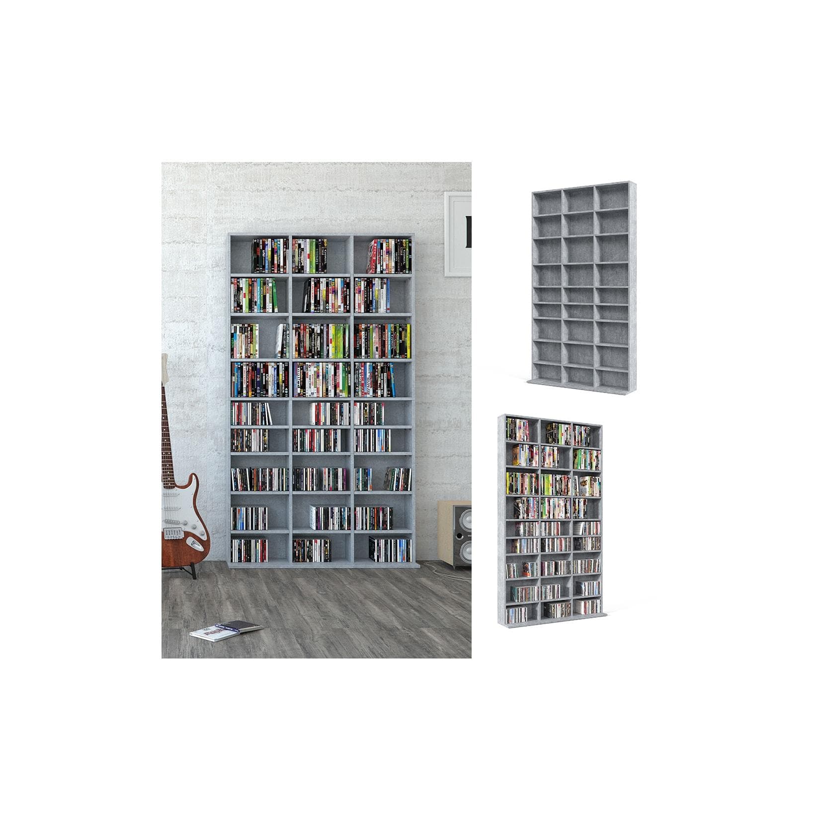 Vicco Wandregal CD DVD Standregal Medienregal Beton Grau