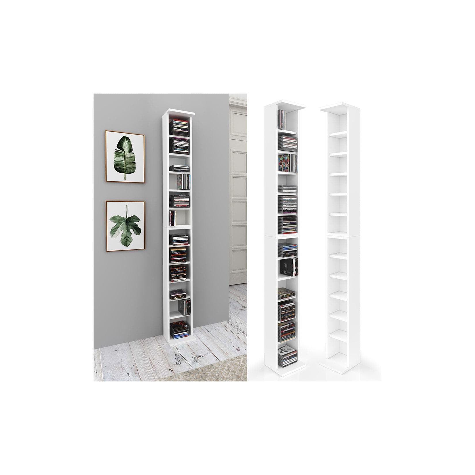VICCO CD-Regal 2er Set Weiß Höhenverstellbar Wandregal