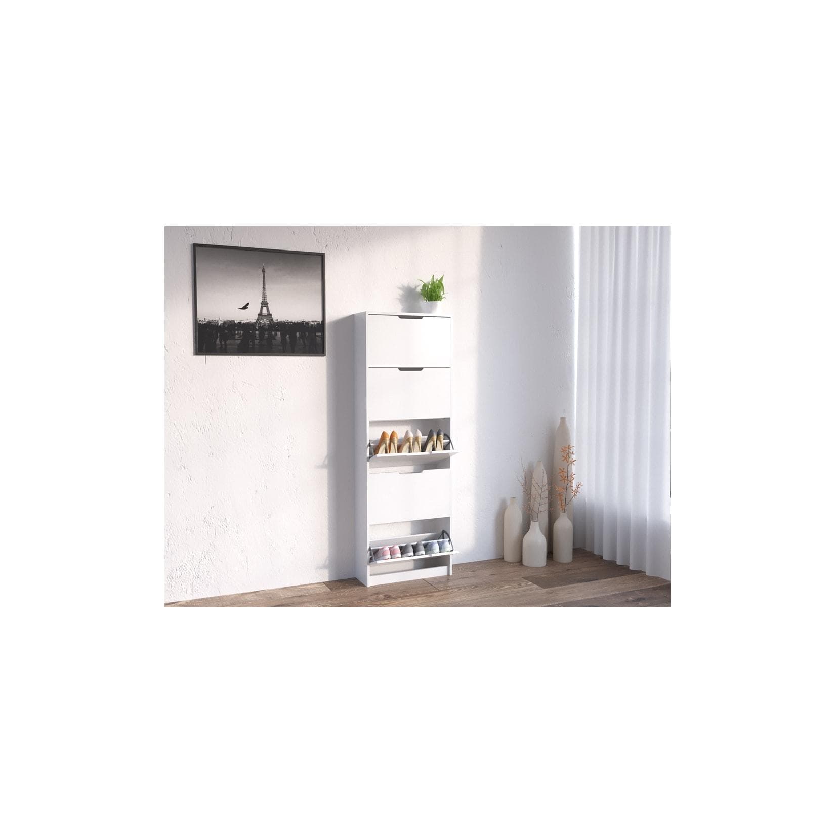 Weißer Schuhkipper mit 5 Fächern