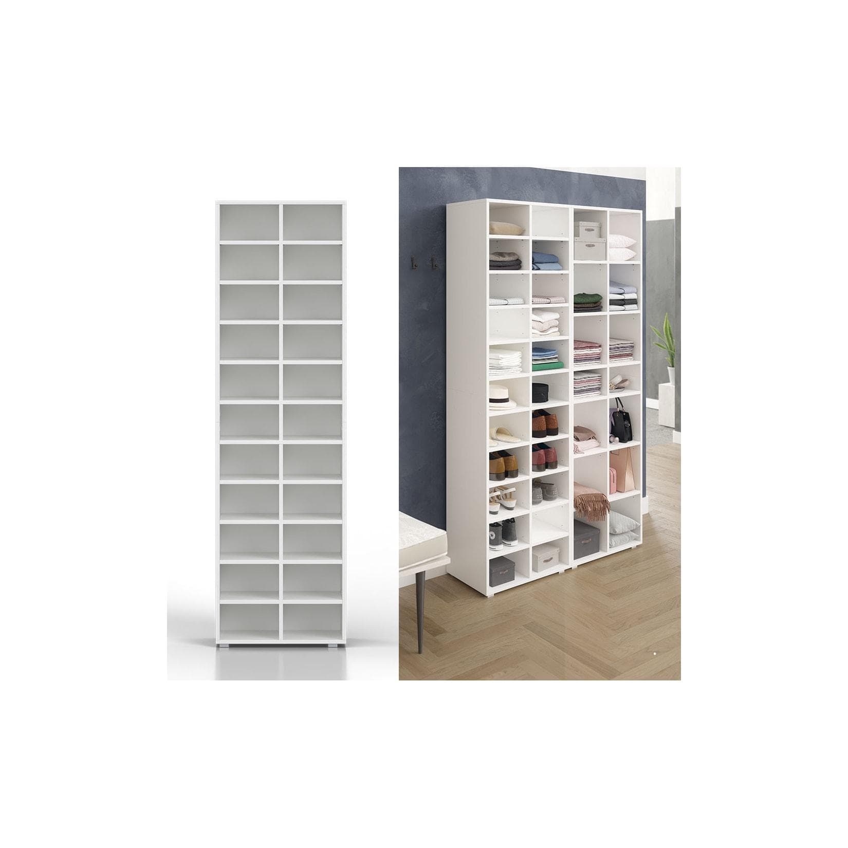 Schuhregal Weiß 22 Fächer