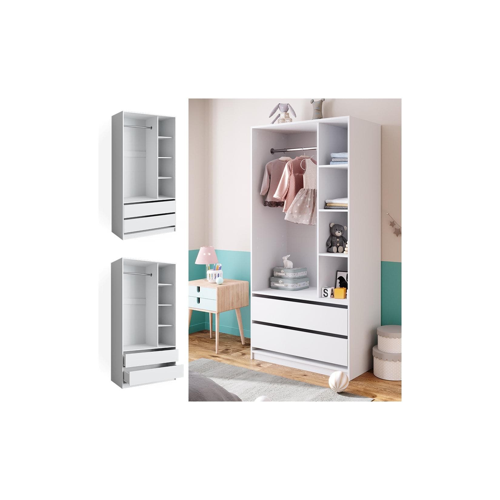 Vicco Kinderkleiderschrank Elmo Weiß Modern