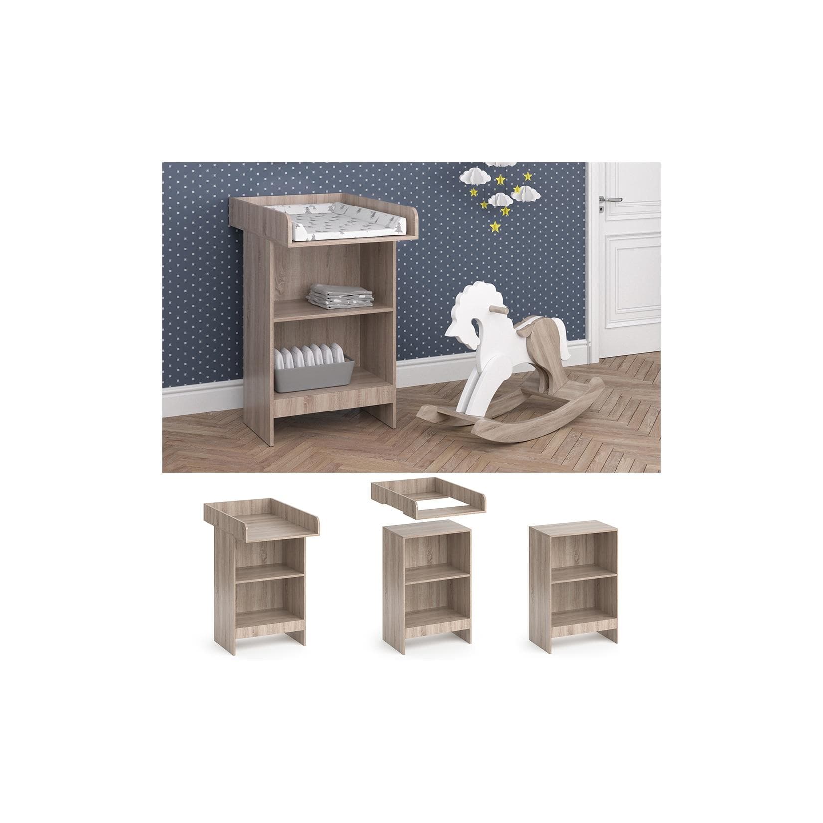 Vicco Wickelkommode Leo Sonoma Wickelaufsatz