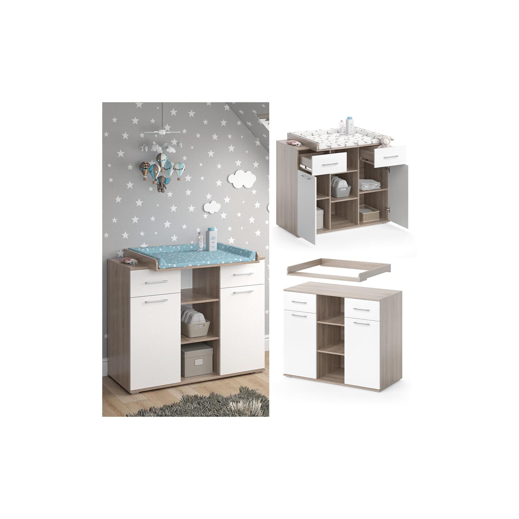 Wickelkommode Sonoma Weiß