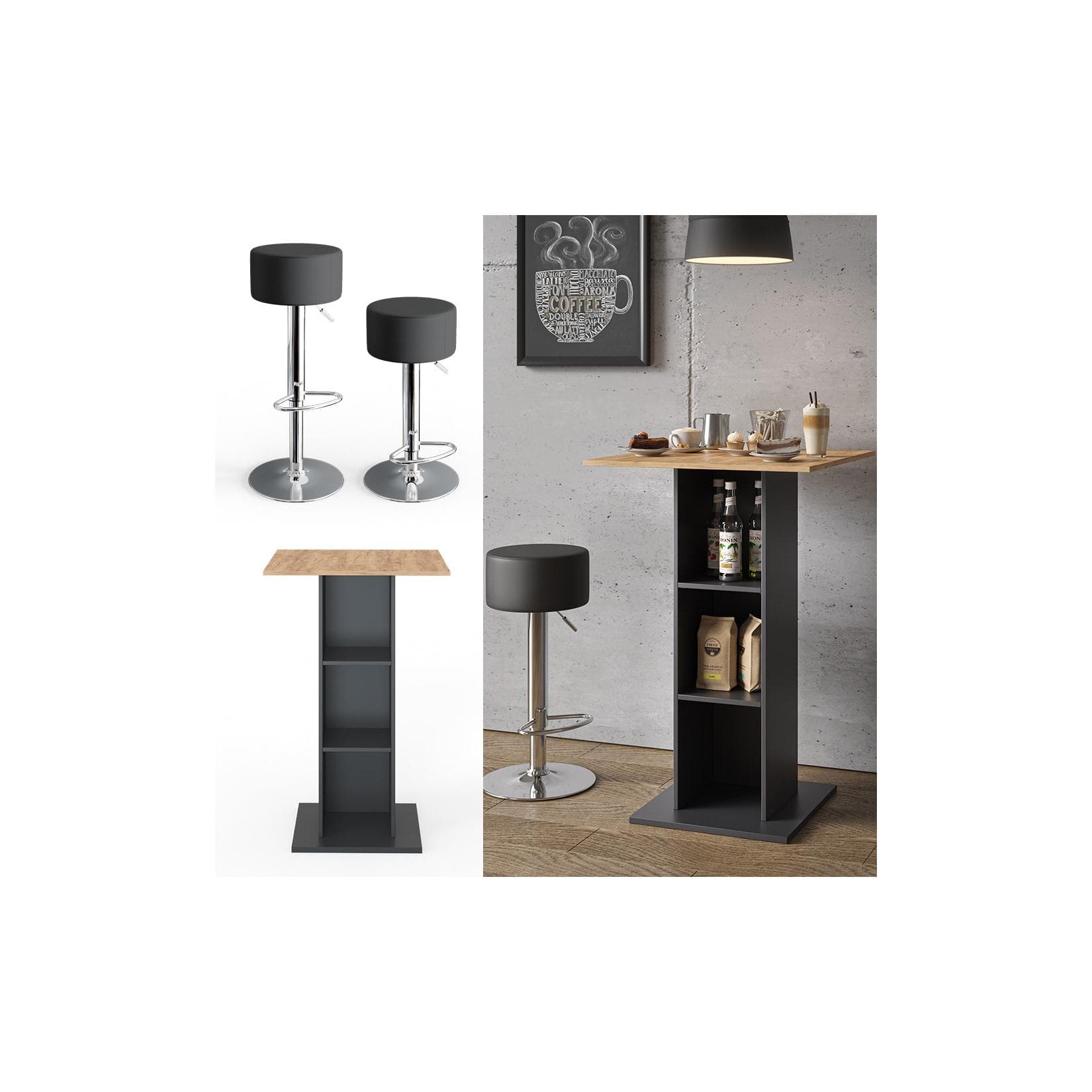 Vicco Bartisch Rodeo mit 2 Barhockern und Regal