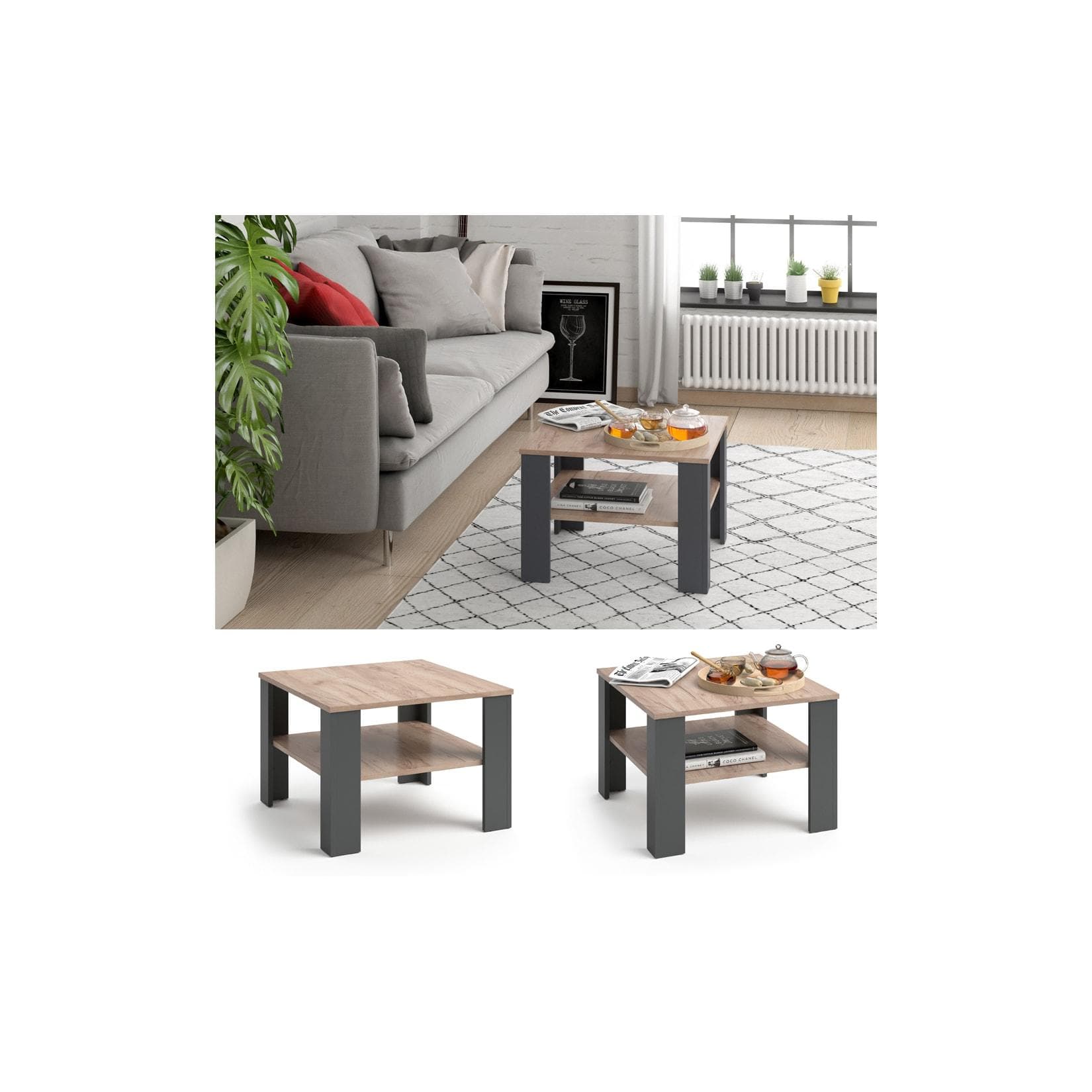 Vicco Couchtisch HOMER Anthrazit Sand Moderner Sofatisch