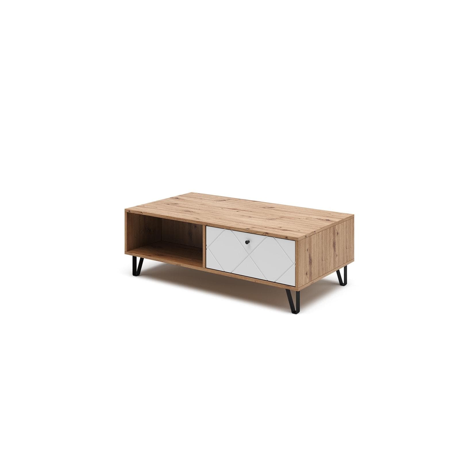 Vicco Couchtisch Nizza Weiß Moderner Tisch mit Ablagen