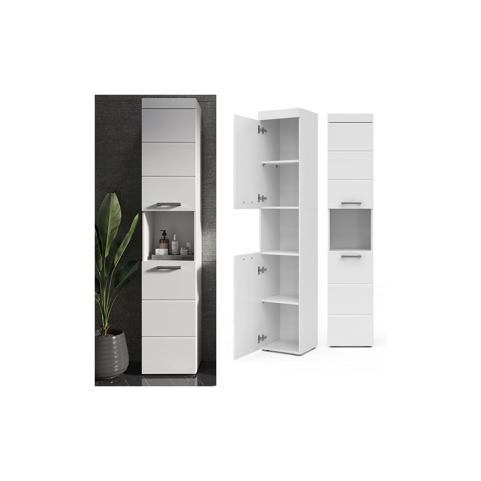 Vicco Hochschrank Luna Weiß Skandi 37x190 cm Badschrank