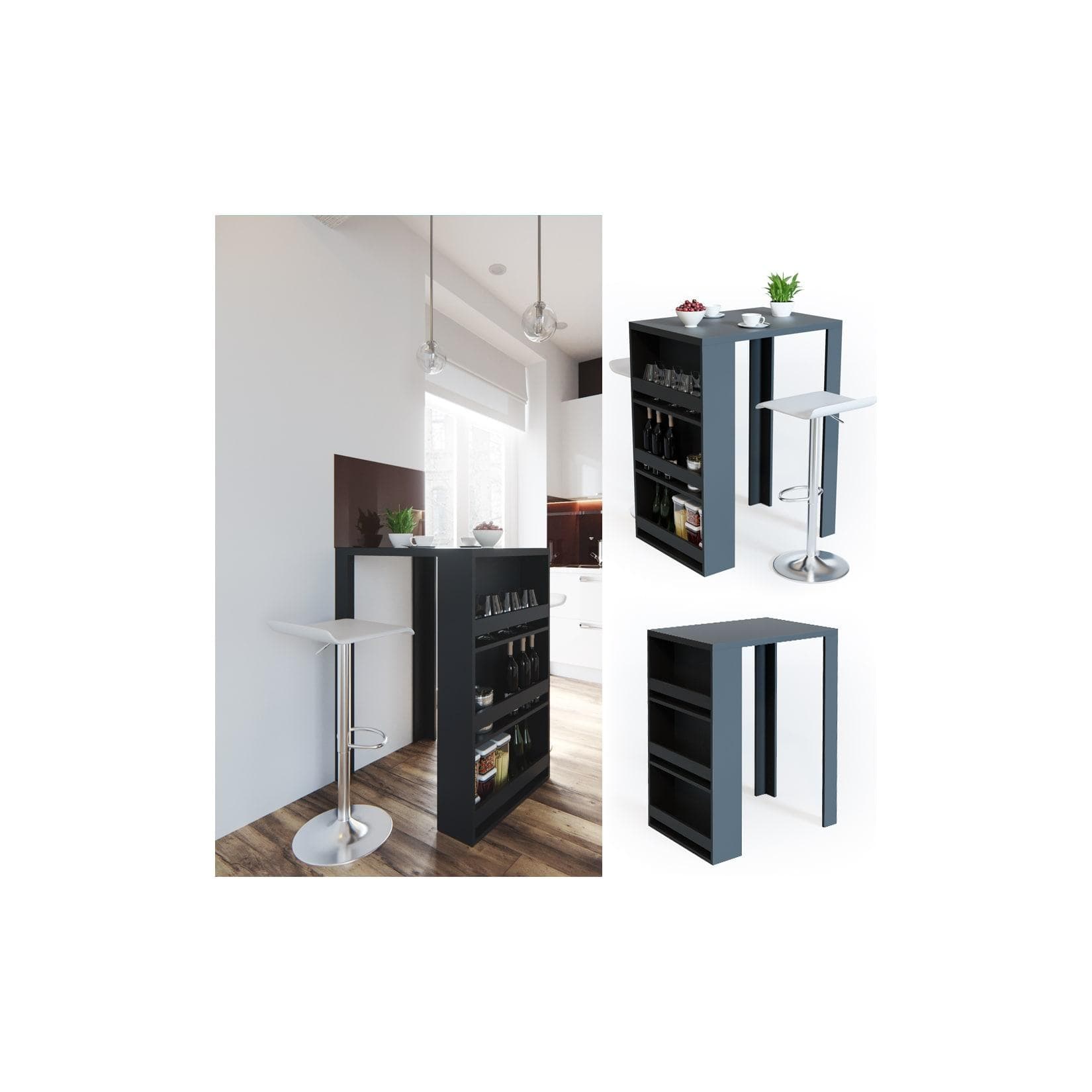 Vicco Bartisch Anthrazit Moderner Tresen mit Aufbewahrung