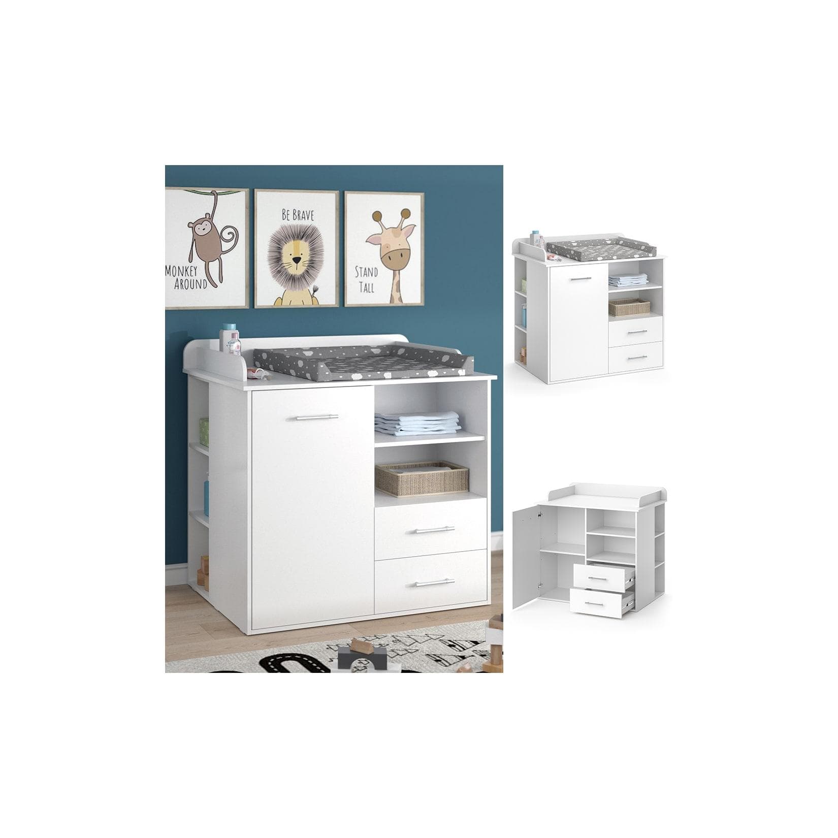 Vicco Wickelkommode Lea Weiß mit Abnehmbarem Wickelaufsatz