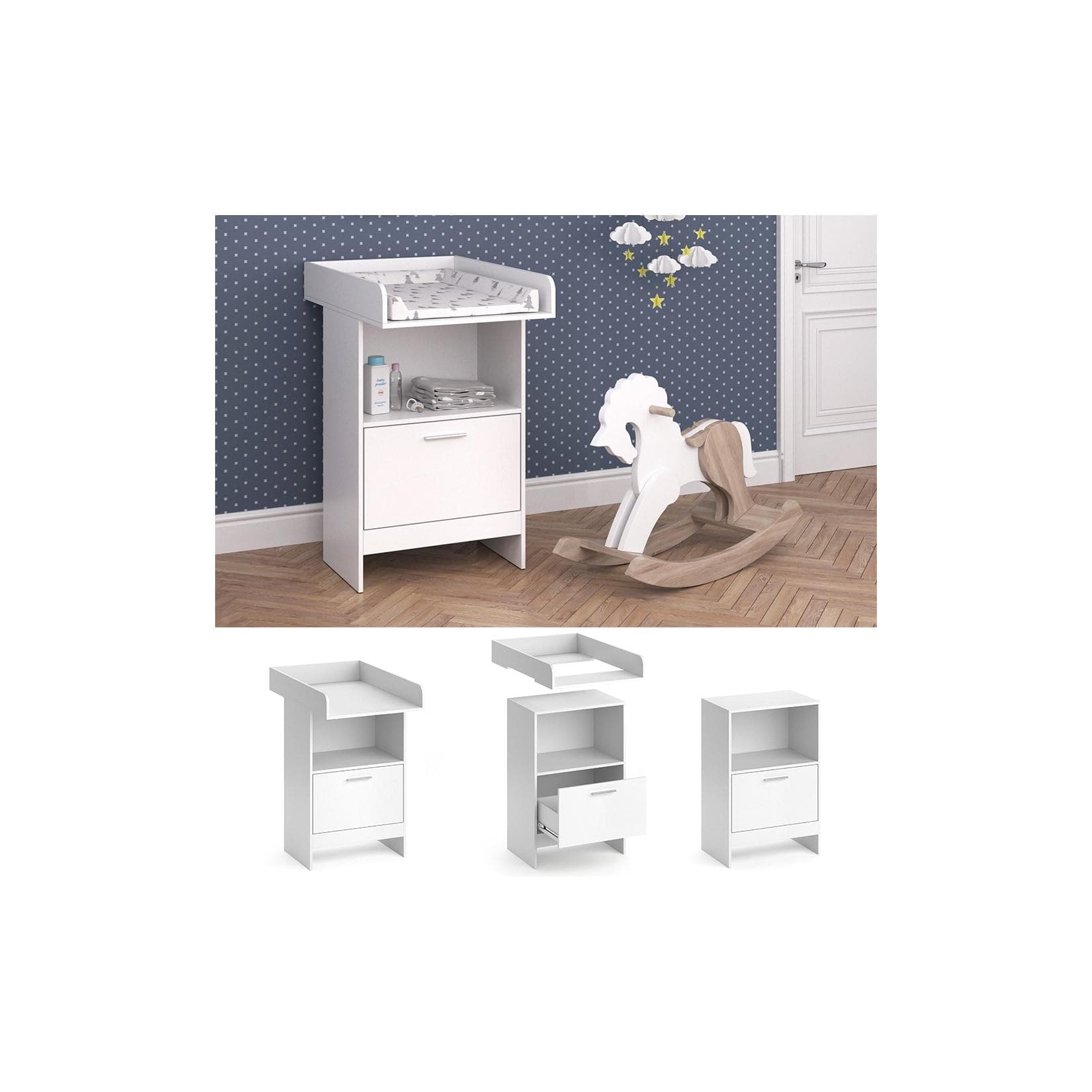 Wickelkommode Weiß mit Schublade