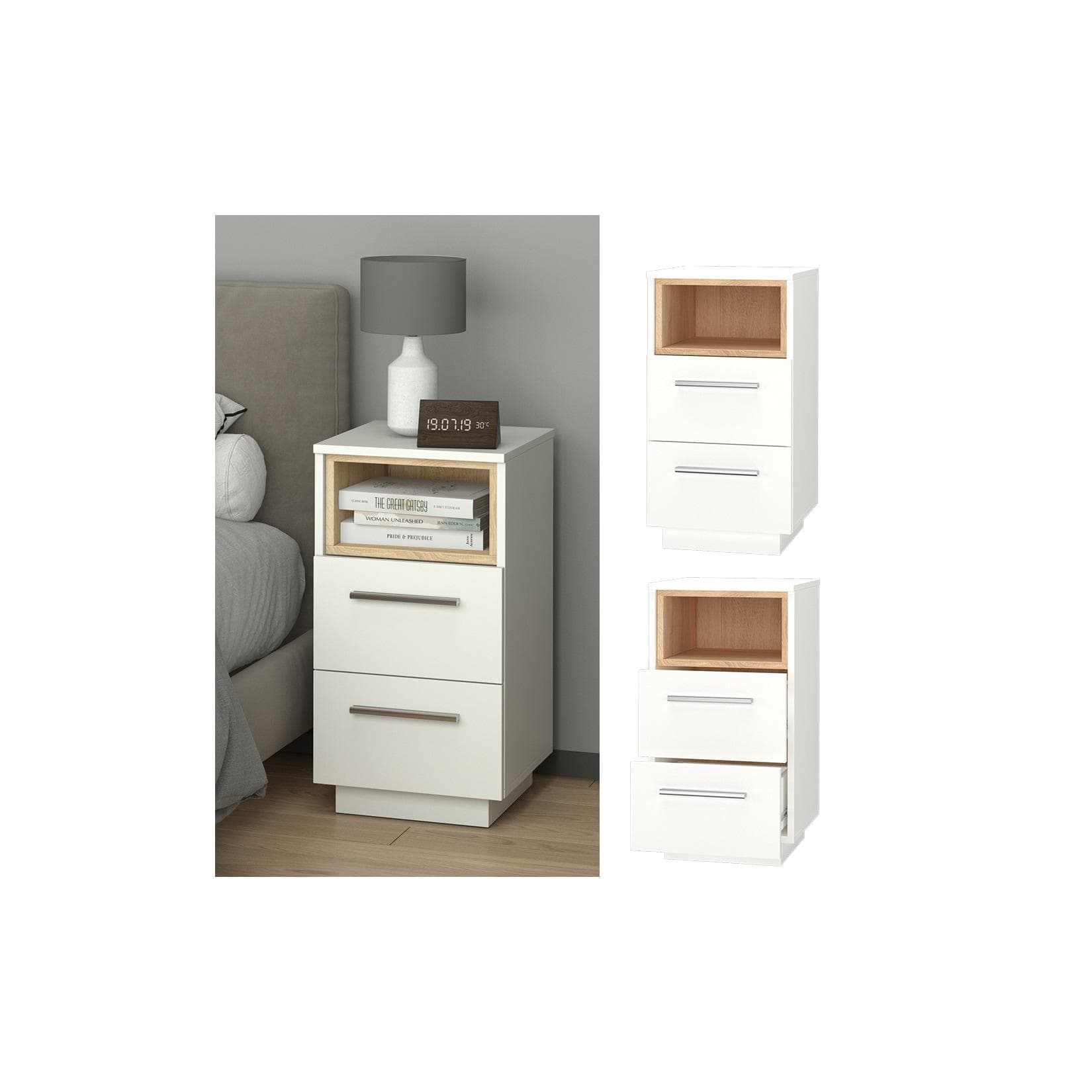 Vicco Nachtschrank Beatrice Weiß 2 Schubladen Modern