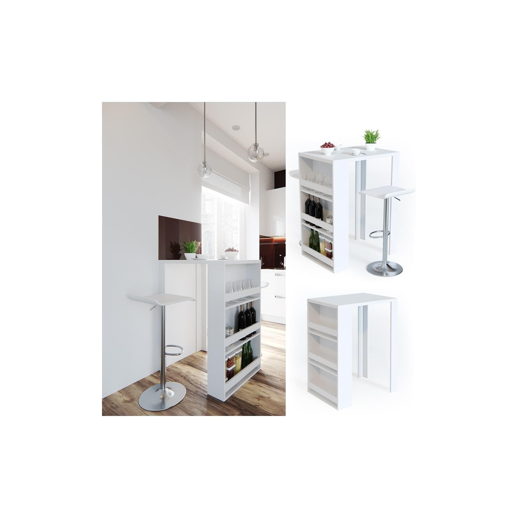 Vicco Bartisch Weiß Moderner Tresen mit Aufbewahrung