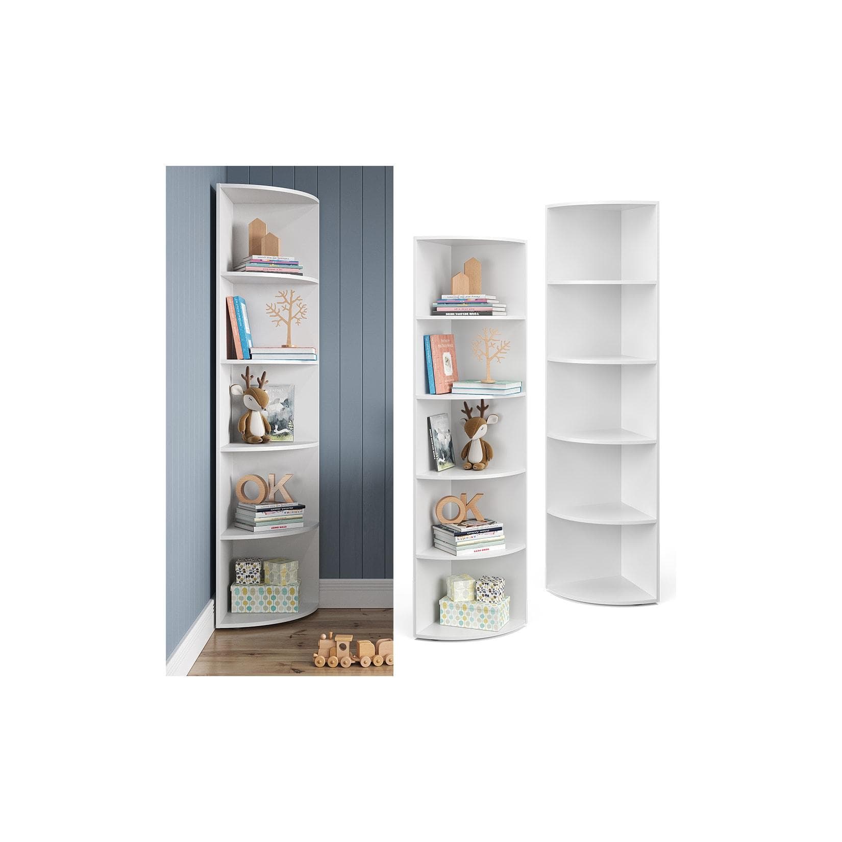 Eckregal aus Weiß in modernem Design