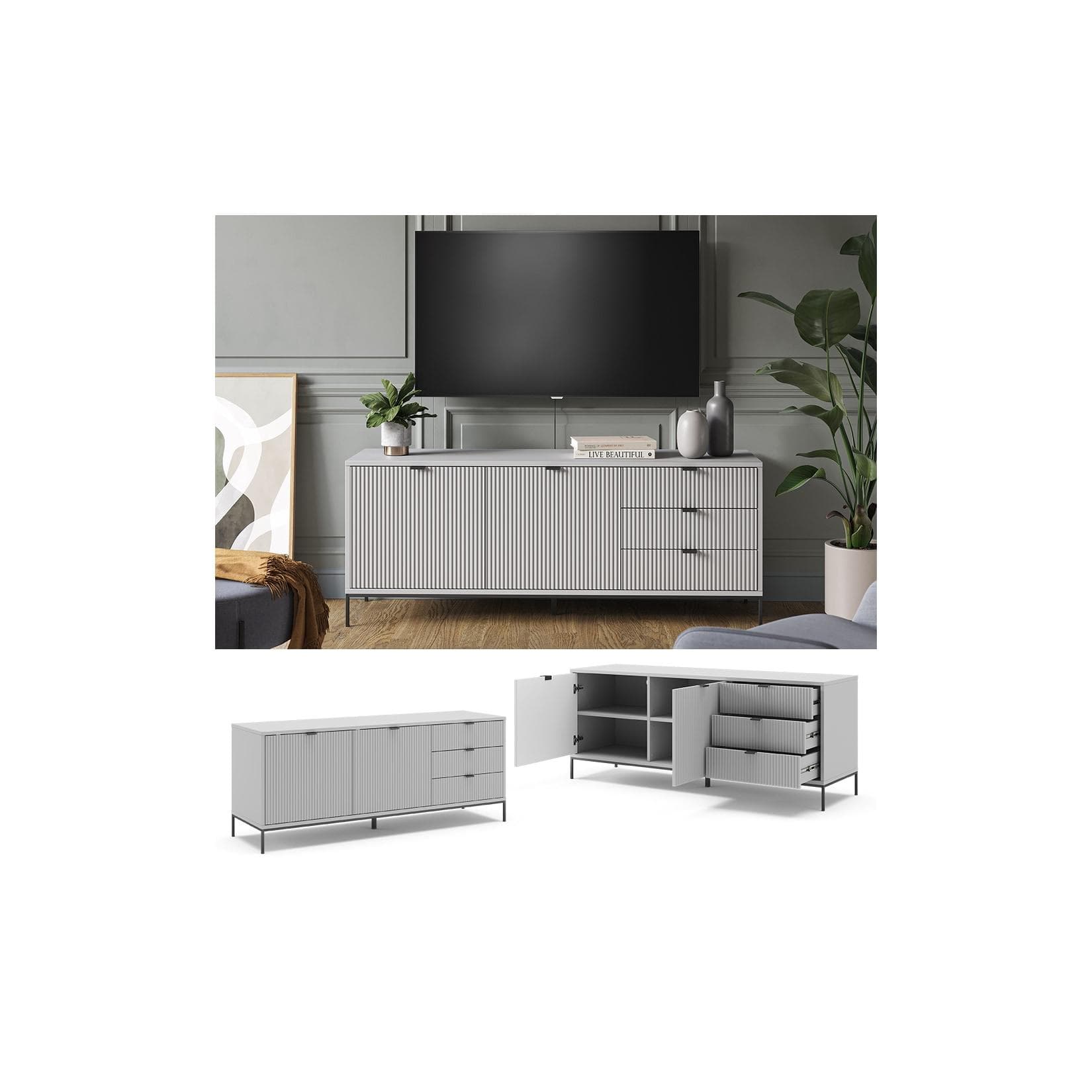 Vicco TV-Lowboard Eliza Grau Modernes Design