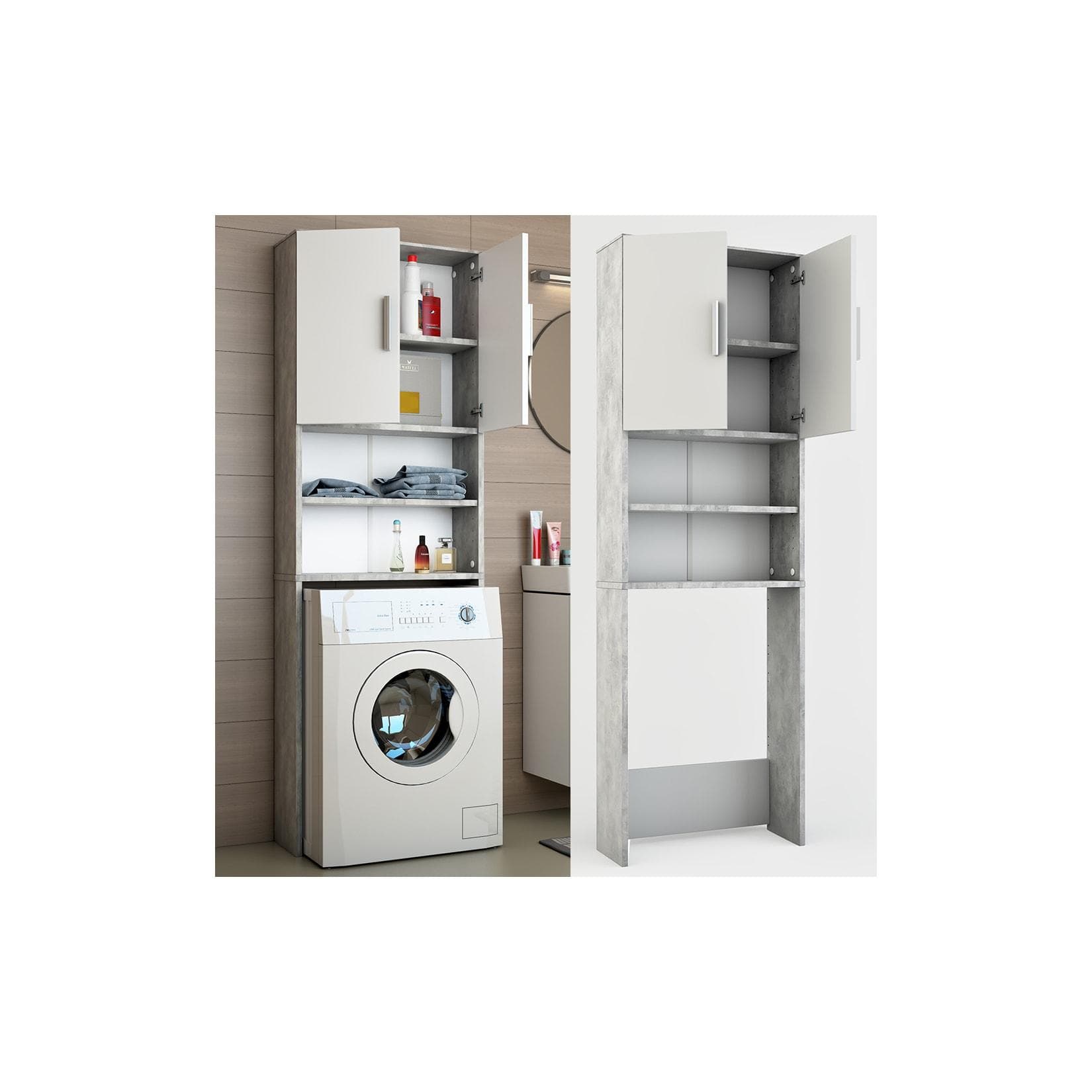Vicco Waschmaschinenschrank Beton Modern Hochschrank