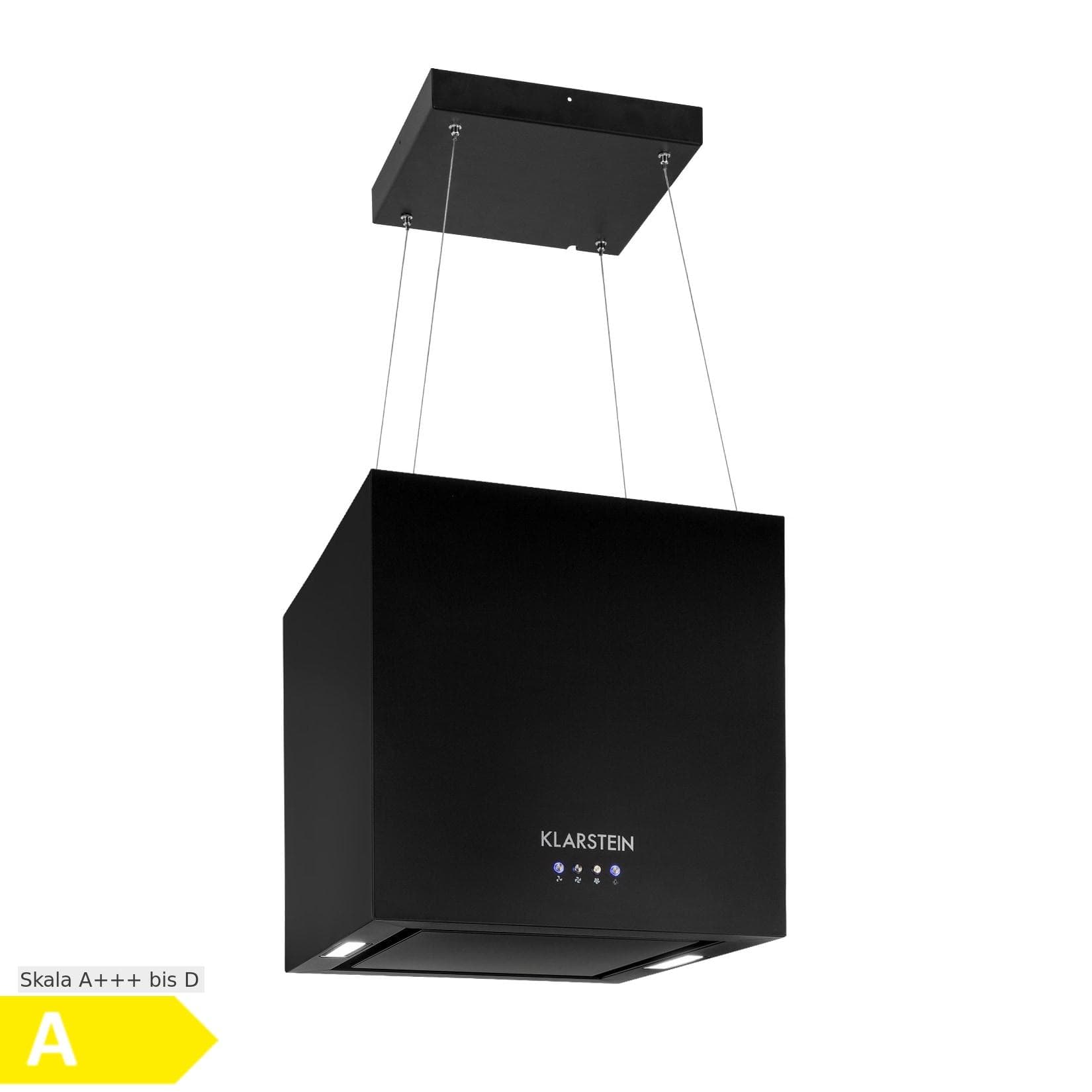 Klarstein Kronleuchter Inselabzugshaube 596m³/h LED-Panel Schwarz