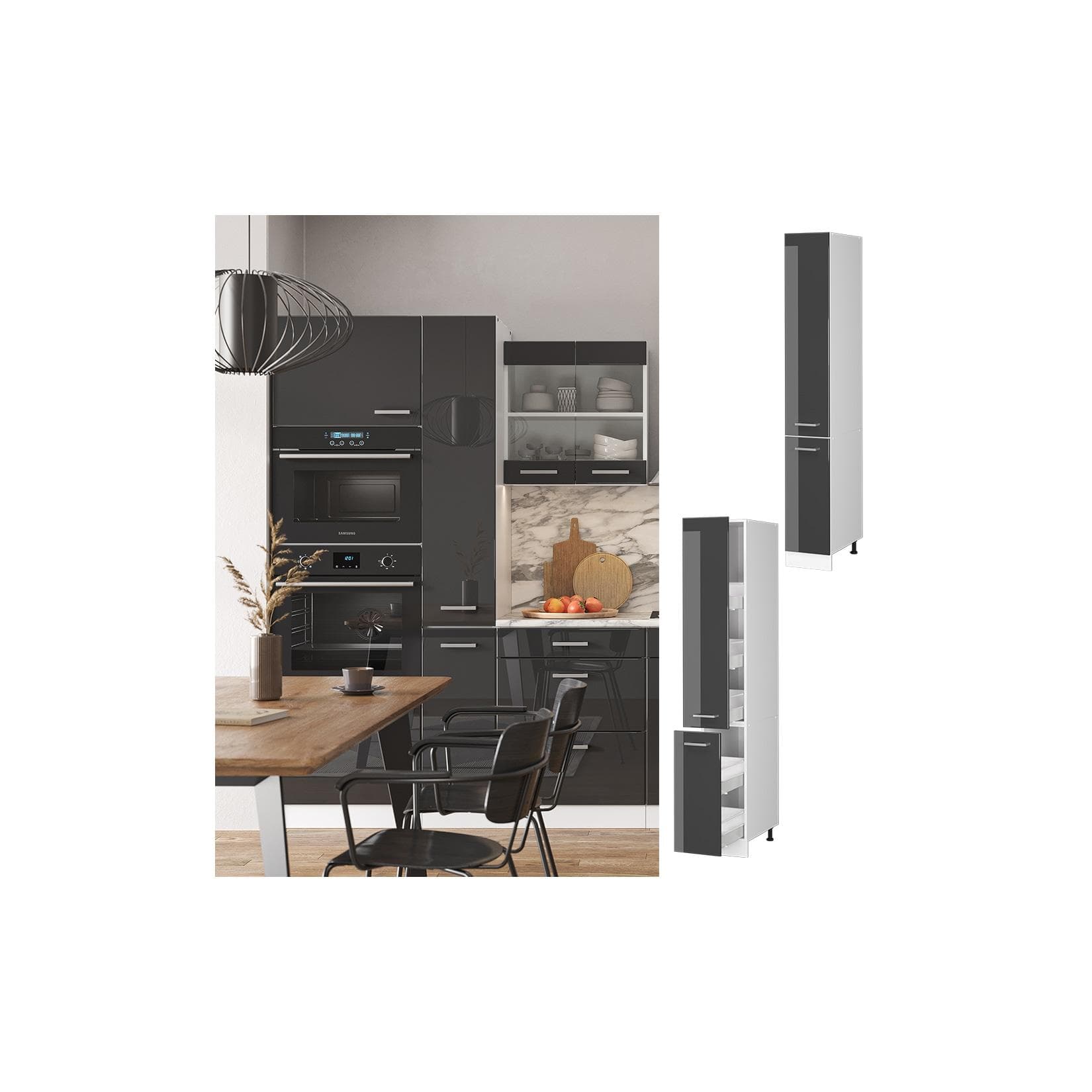 Vicco R-Line Apothekerschrank Anthrazit Hochglanz/Weiß