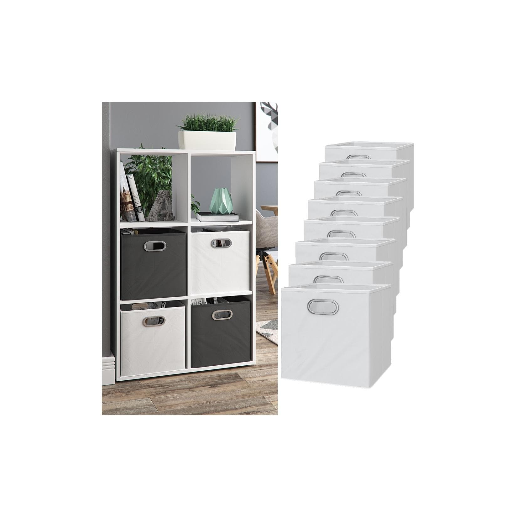 VICCO 8er Set Faltbox Weiß Aufbewahrungsbox Regalbox