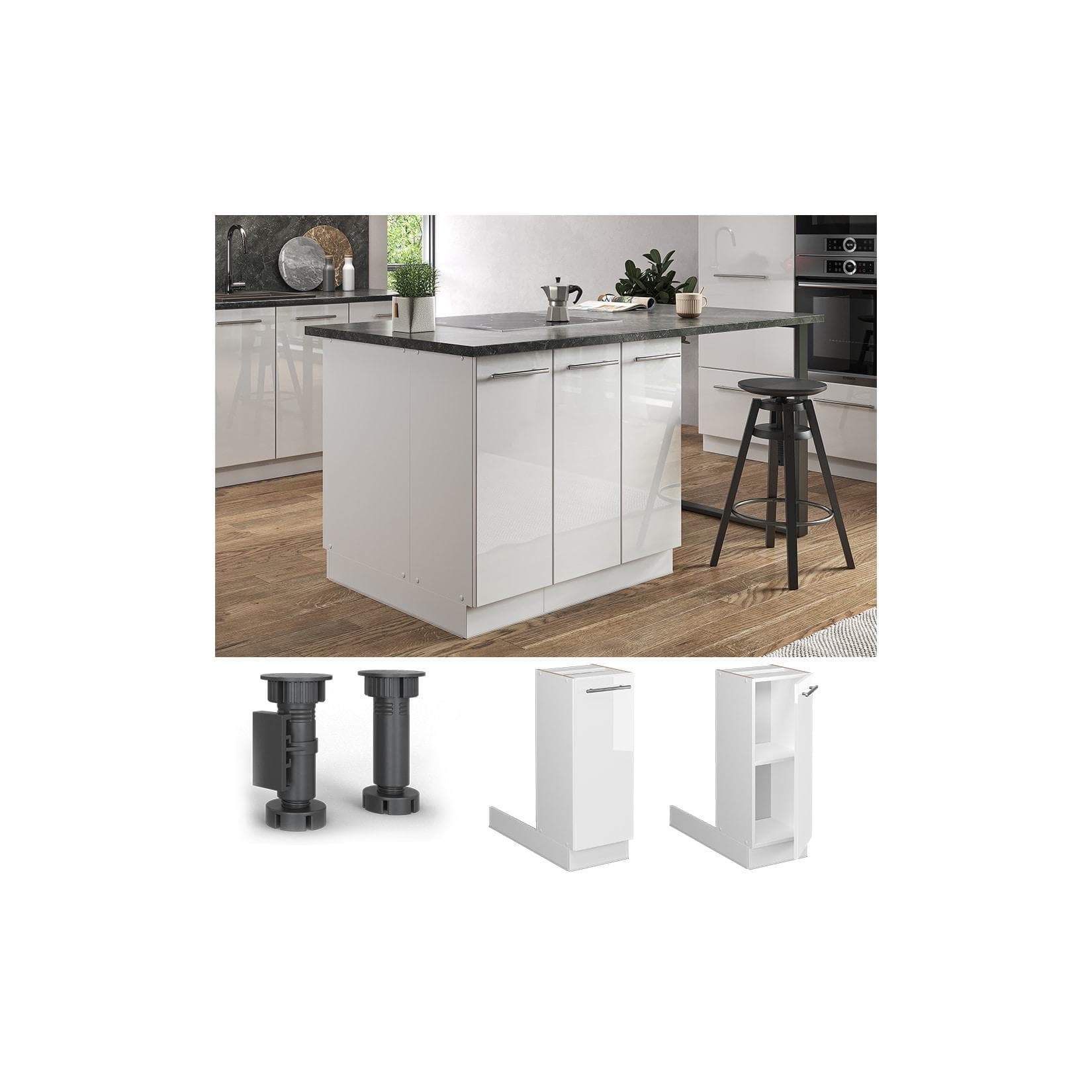 Vicco Regalinselunterschrank Weiß 30 cm Hochglanz Fame-Line