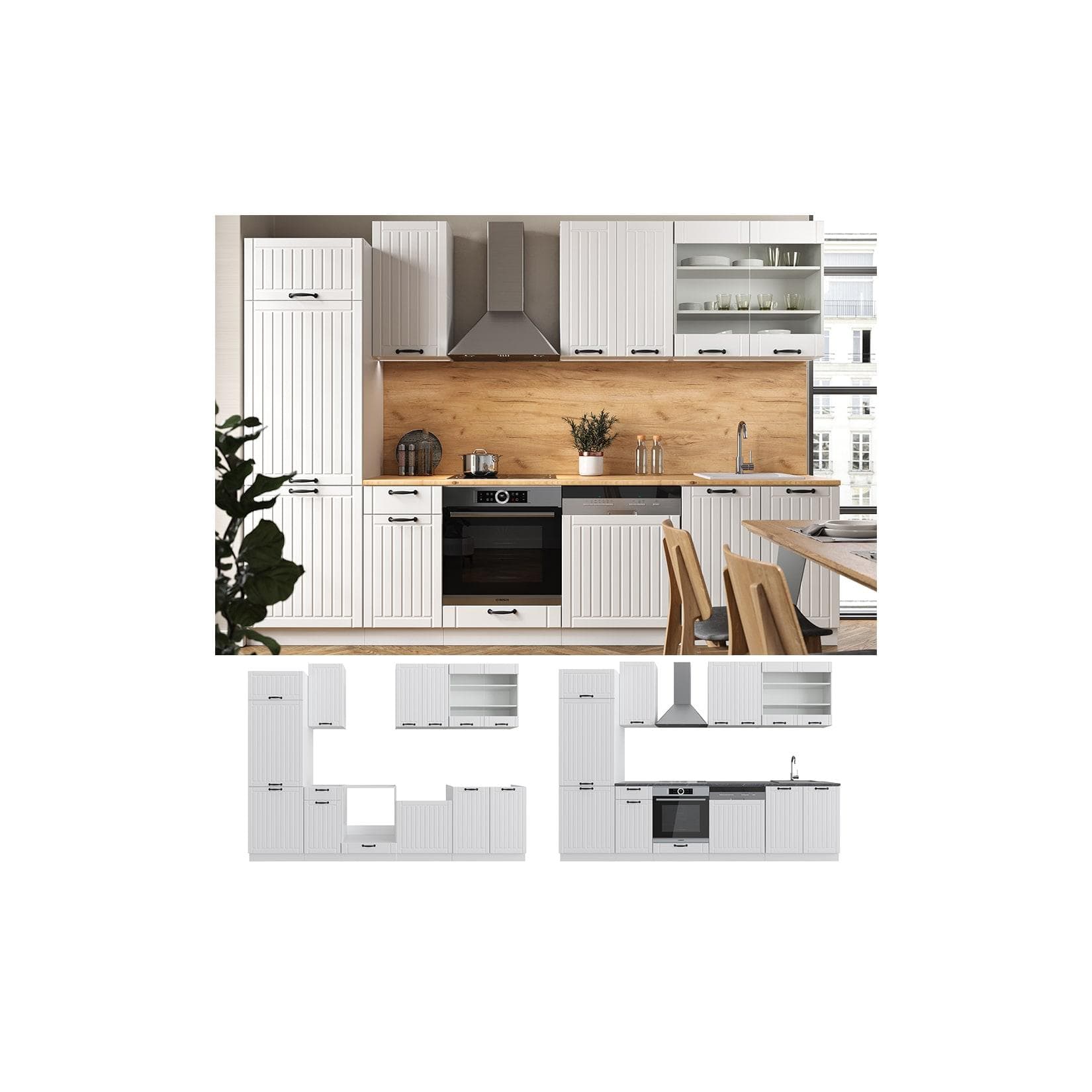 Vicco Küche Fame-Line 300 cm Küchenzeile Landhaus Weiß Einbau