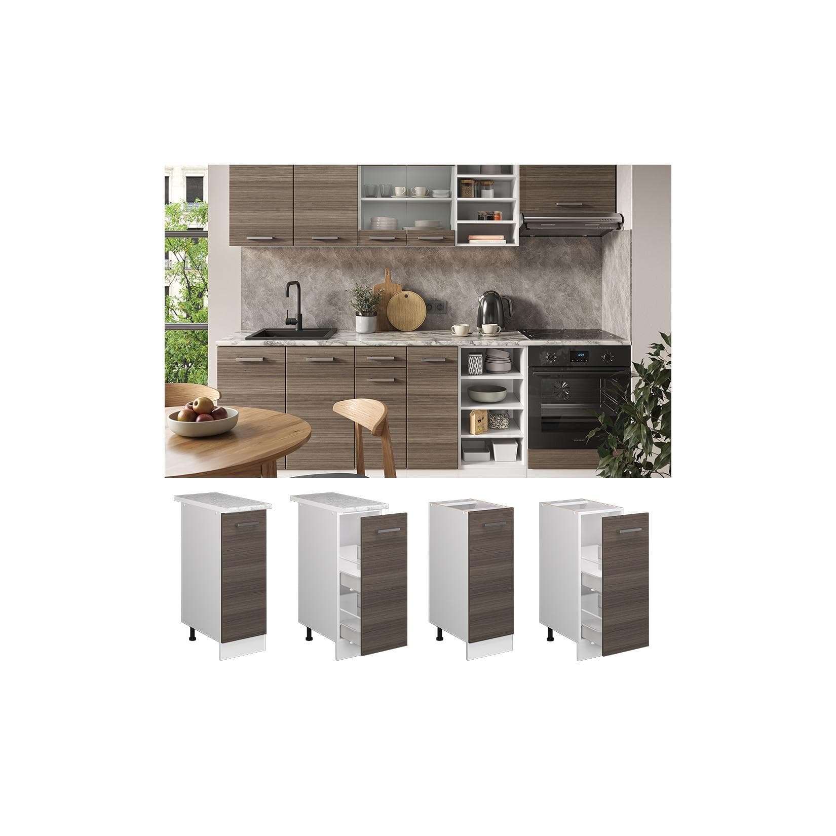 Grauer Apothekerschrank mit Weißer Front - R-Line