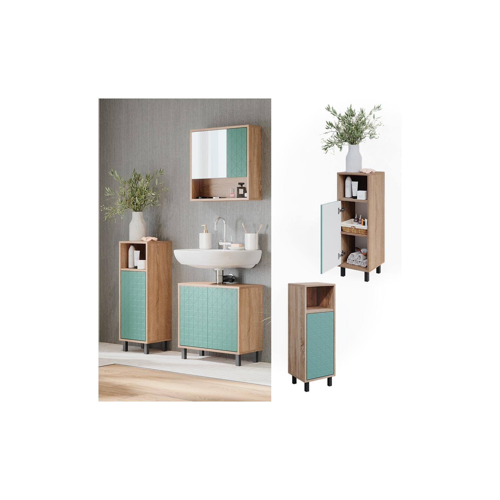 Vicco Badschrank Agasta 30cm Schrank für Badezimmer Sonoma