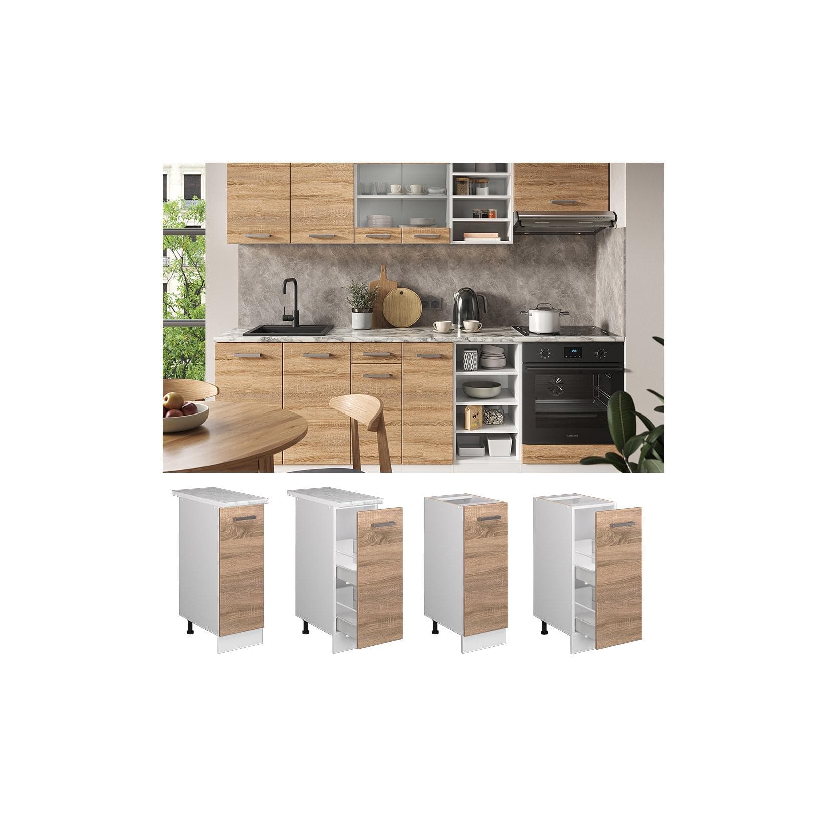 Apothekerschrank aus Marmoroptik in Sonoma/Weiß