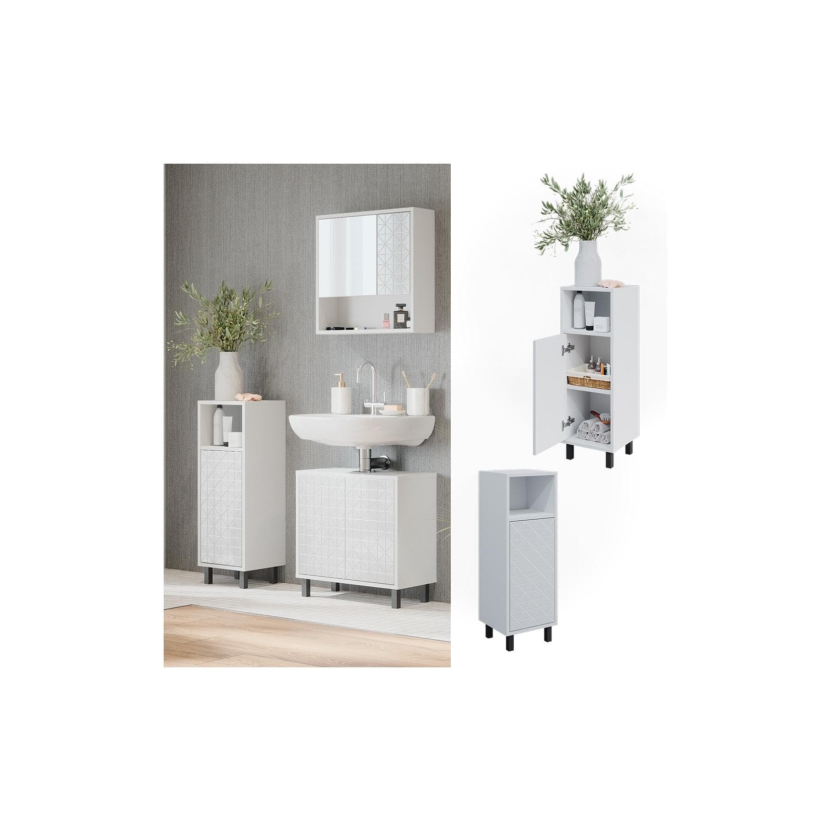 Vicco Badschrank Agasta 30cm Weiß Schmaler Badezimmerschrank