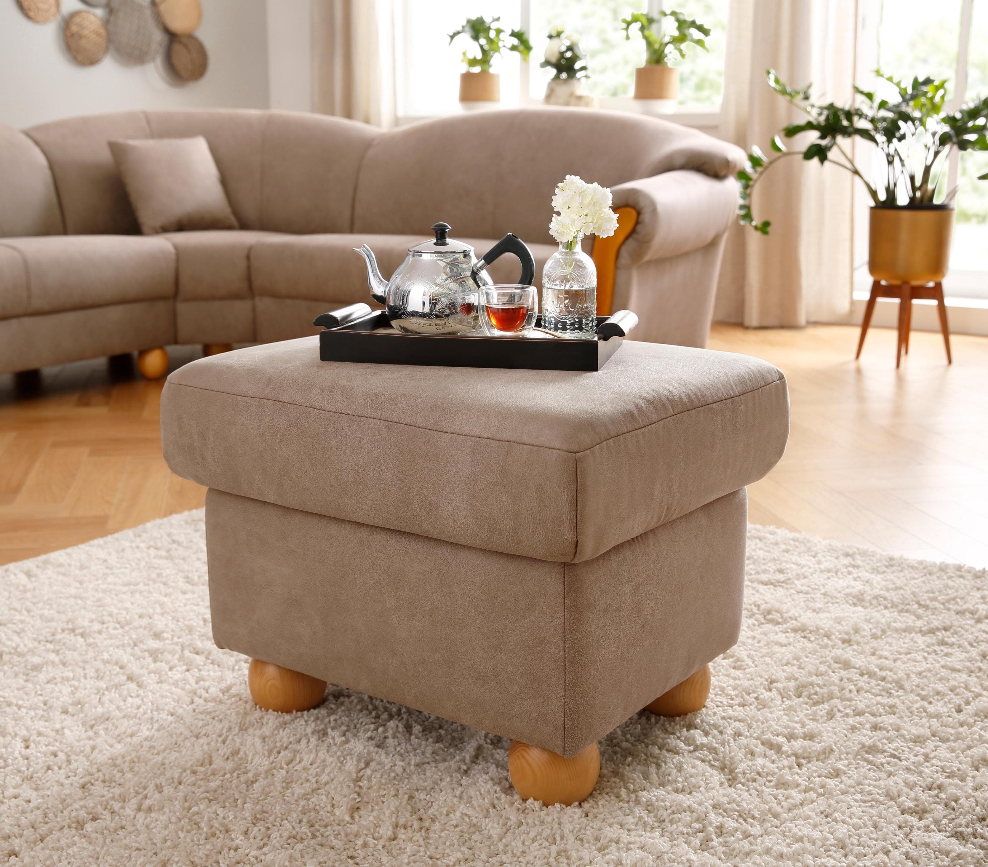 HOME AFFAIRE Hocker Milano Vintage Beige Lederoptik