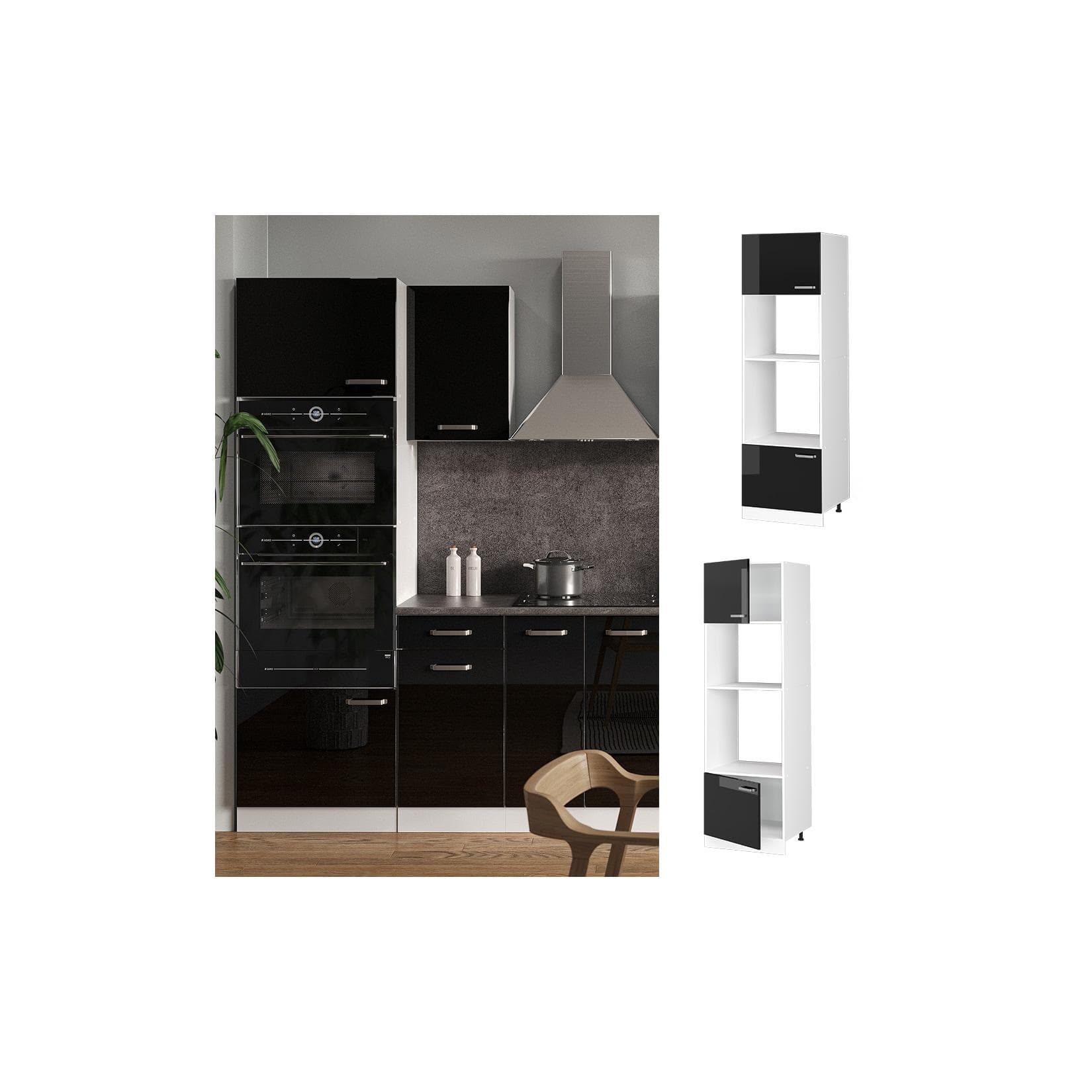 Vicco Mikrowellenschrank R-Line Weiß Schwarz Modern