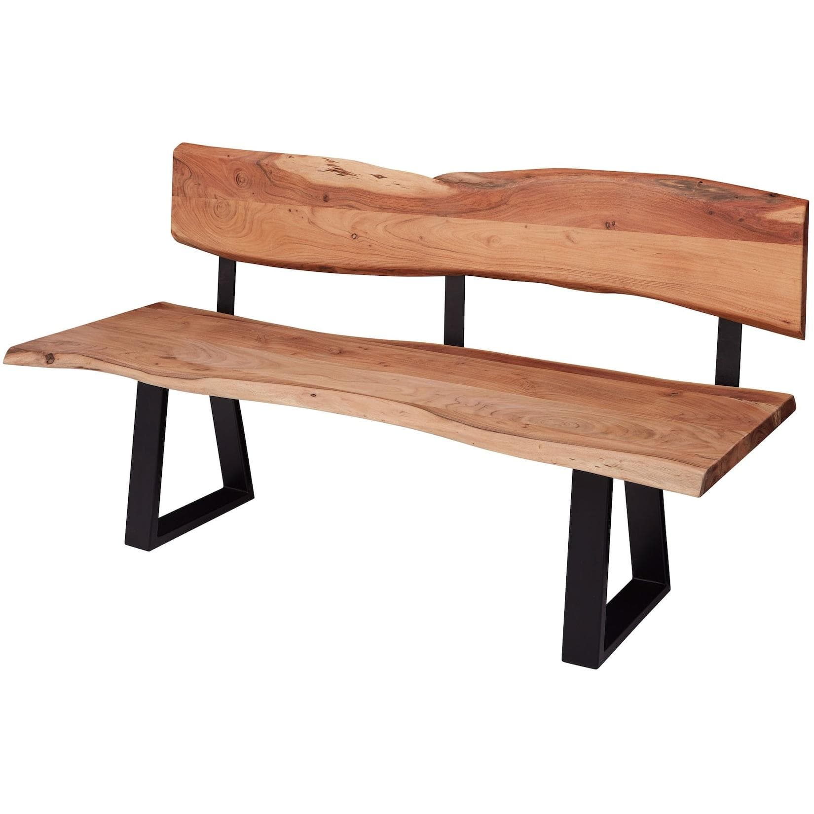 FINEBUY Esszimmerbank TREE 180cm Akazie Massivholz mit Lehne