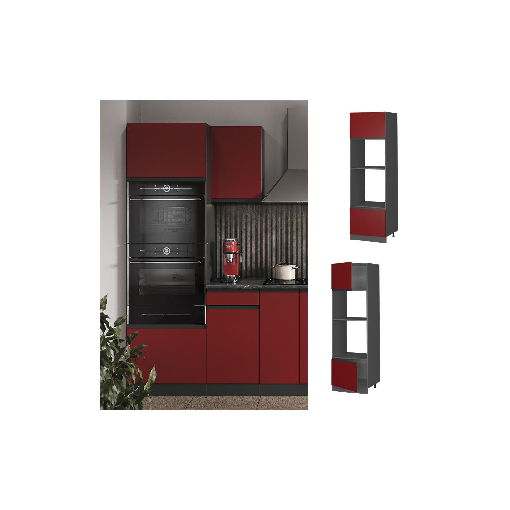Vicco Mikrowellenschrank R-Line J-Shape Anthrazit Rot 60 cm