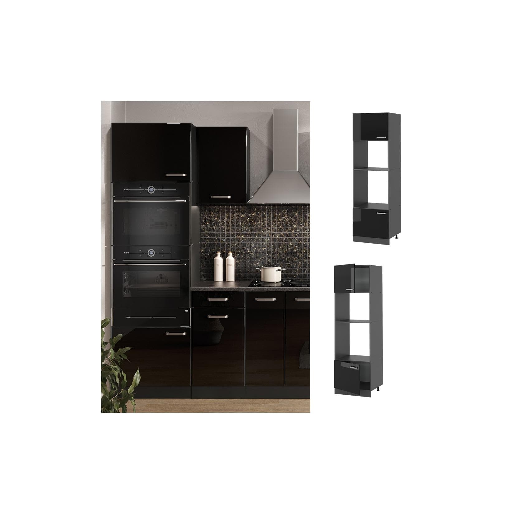 Vicco Mikrowellenschrank R-Line Anthrazit Schwarz 60 cm Modern