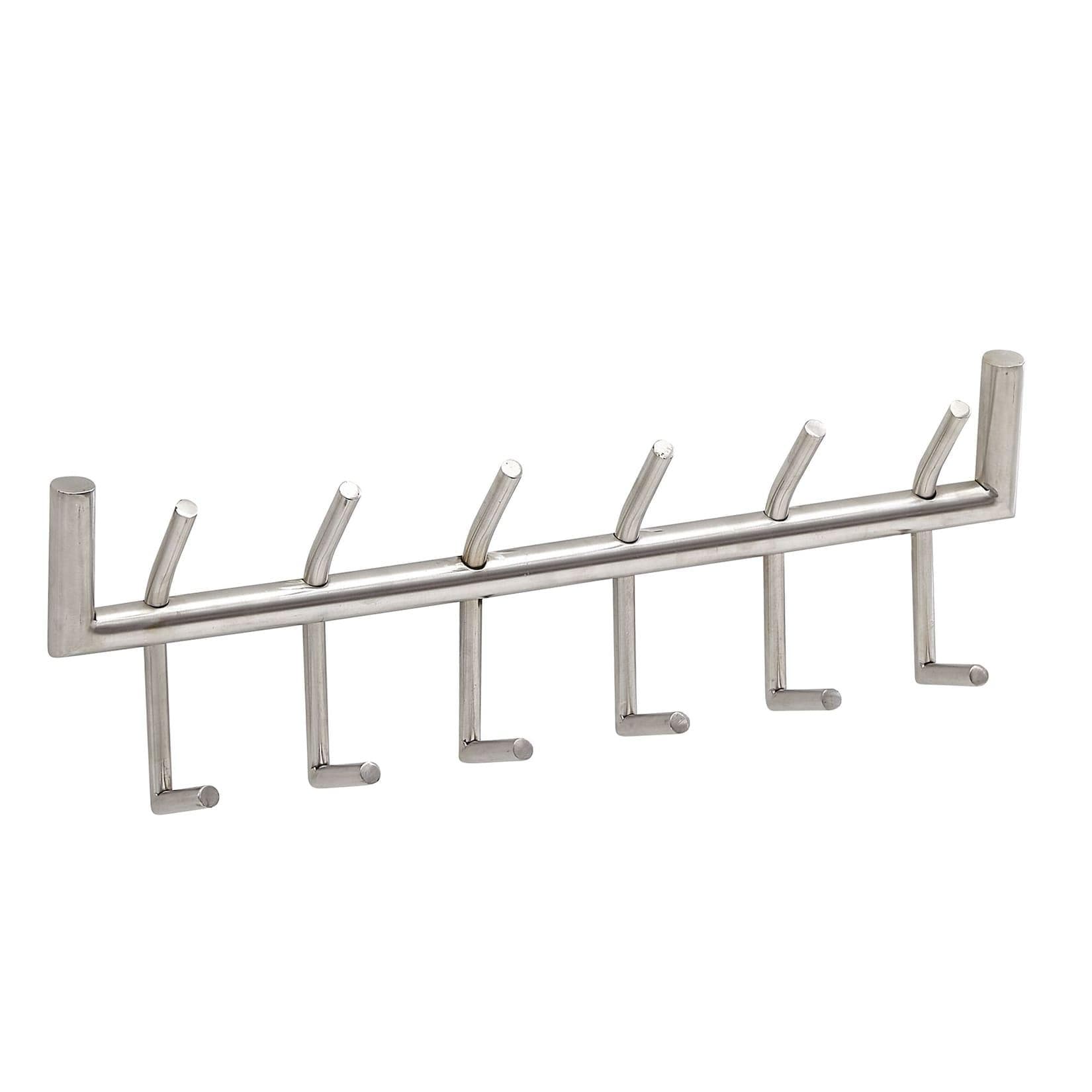 FineBuy Wandgarderobe Metall Silber 12 Haken Flur