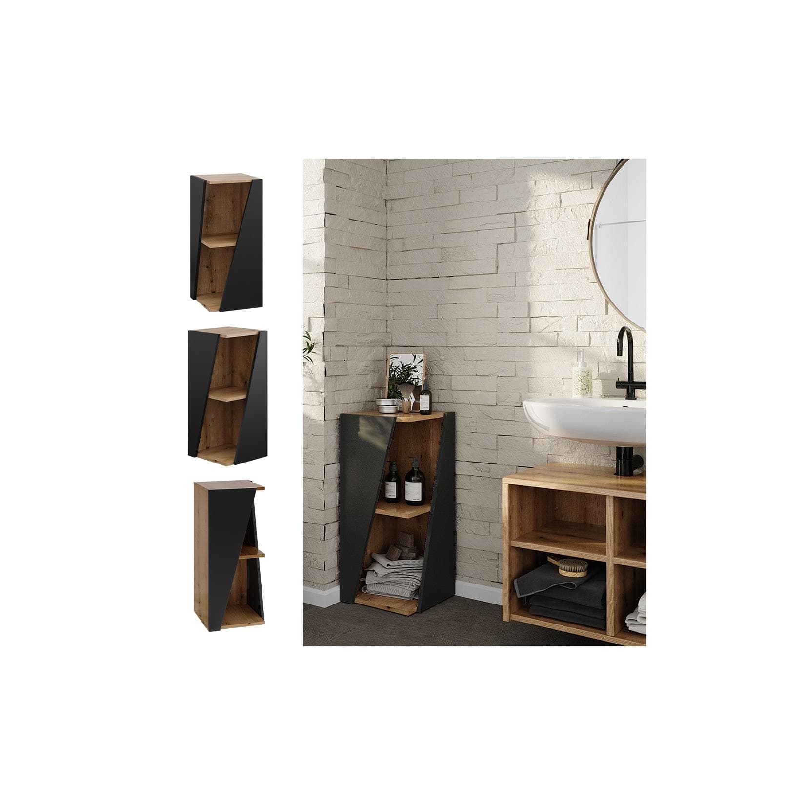 Vicco Badregal Benno Modern Anthrazit 3 Ablagen