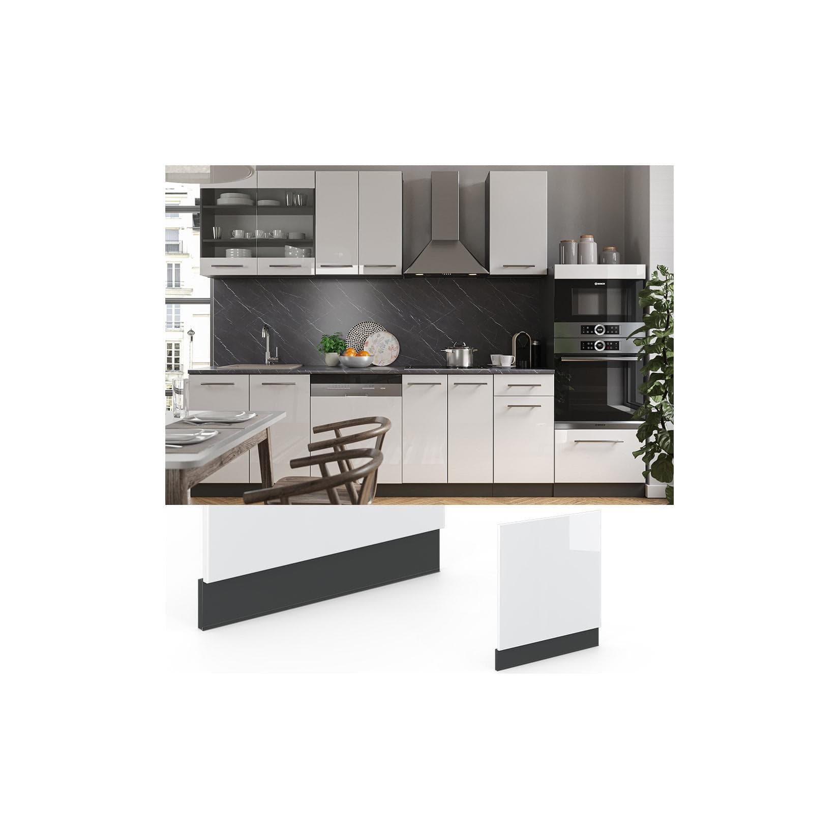 VICCO Geschirrspülerfront 60 cm Weiß Hochglanz Fame-Line