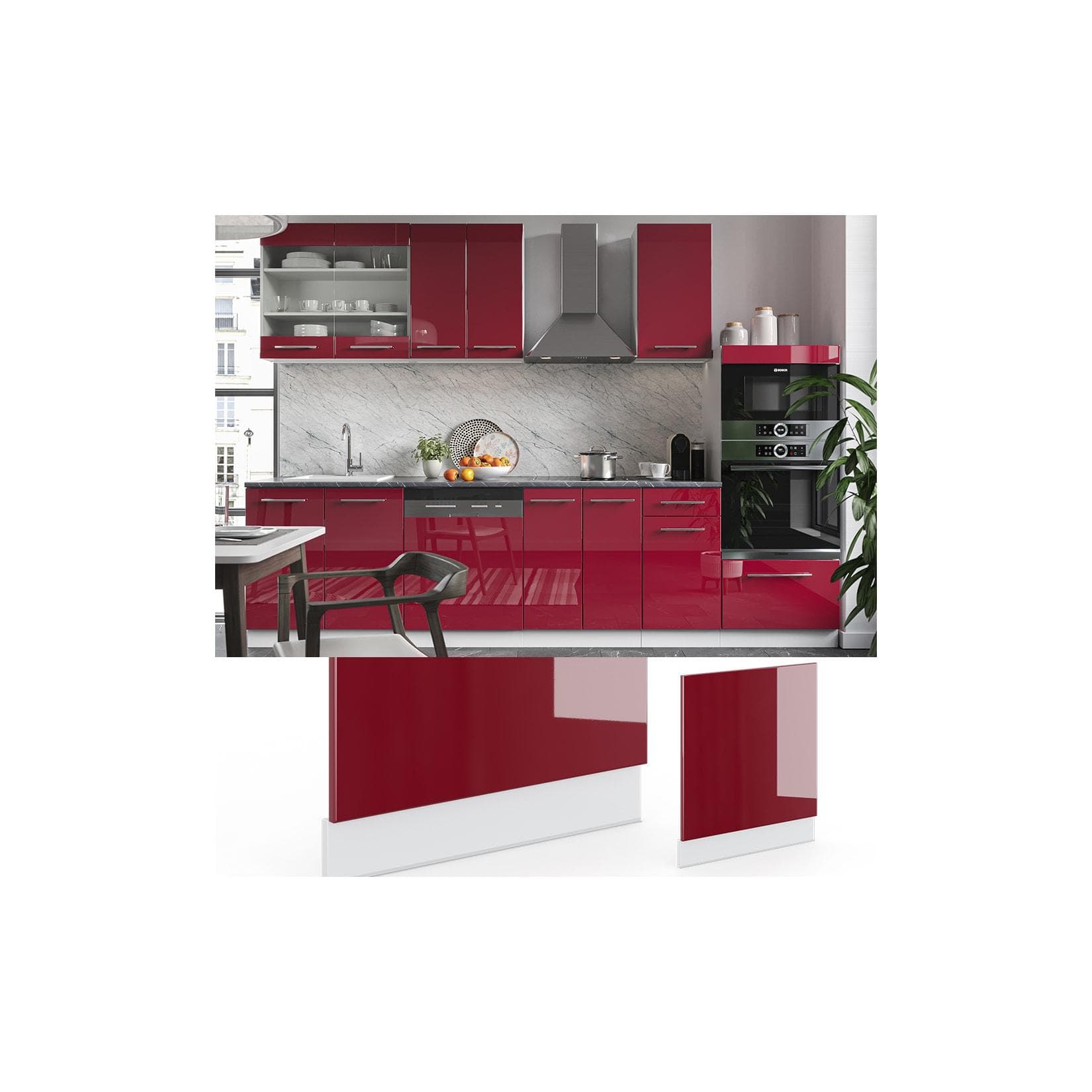 VICCO Geschirrspülerfront 60 cm Bordeaux Hochglanz Fame-Line
