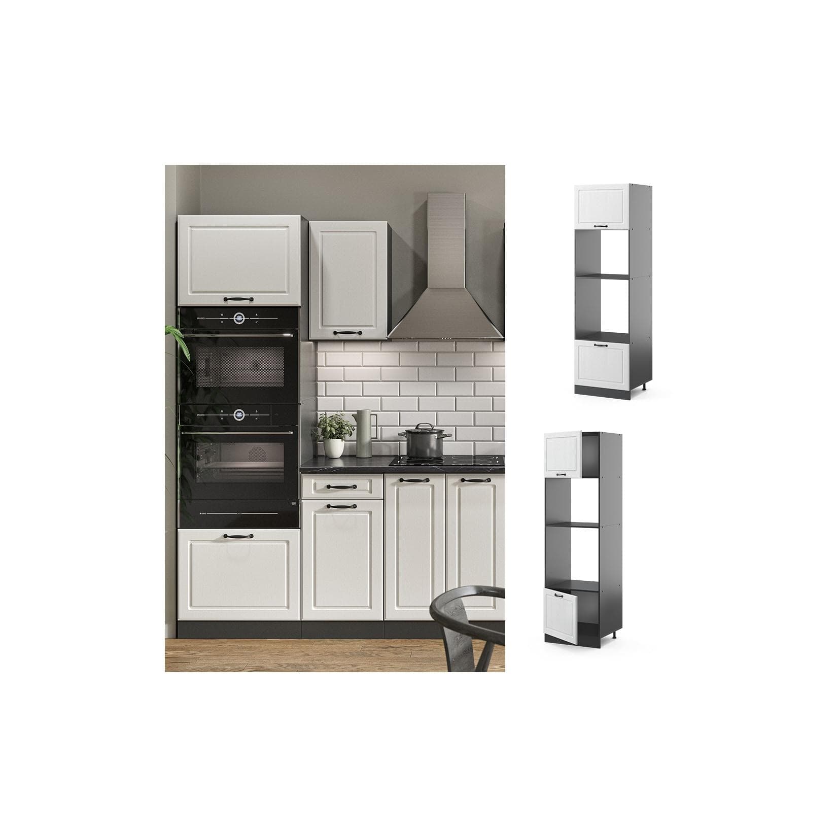 Vicco Mikrowellenumbauschrank 60 cm Anthrazit Küchenschrank R-Line