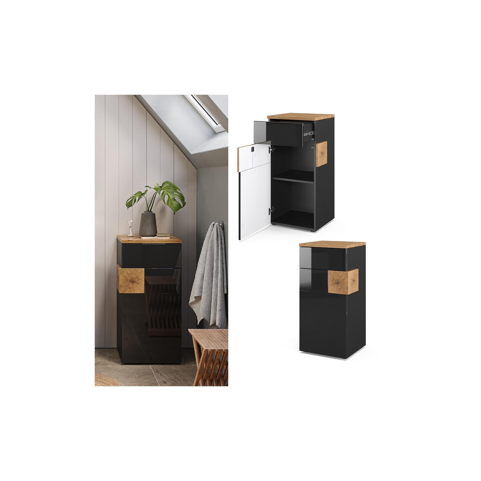 Vicco Midischrank Eden Anthrazit Artisan-Eiche Modern