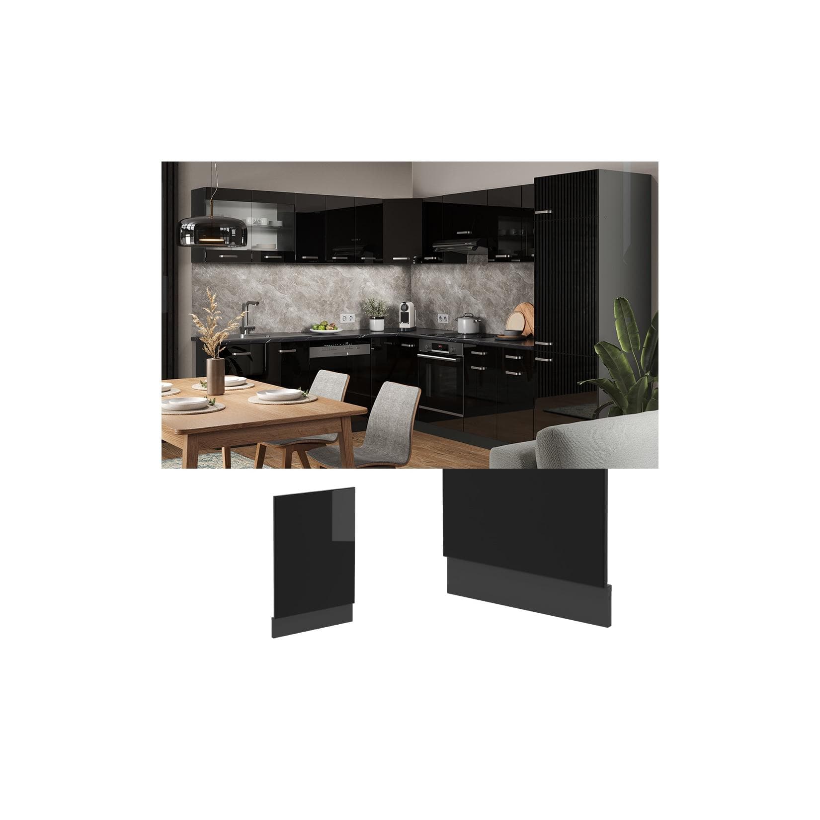 Vicco Geschirrspülerblende R-Line Anthrazit Schwarz Modern