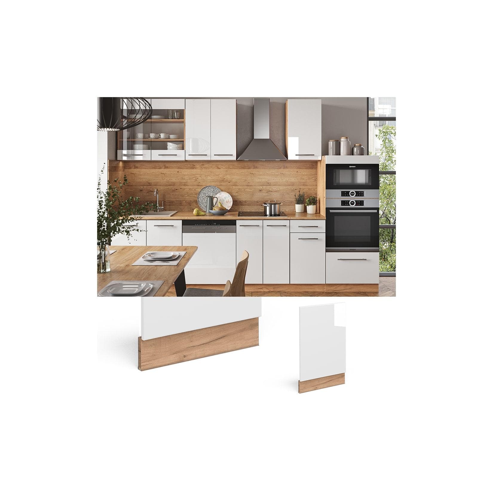 Vicco Geschirrspülerblende Fame-Line Eiche Weiß Modern 45 cm