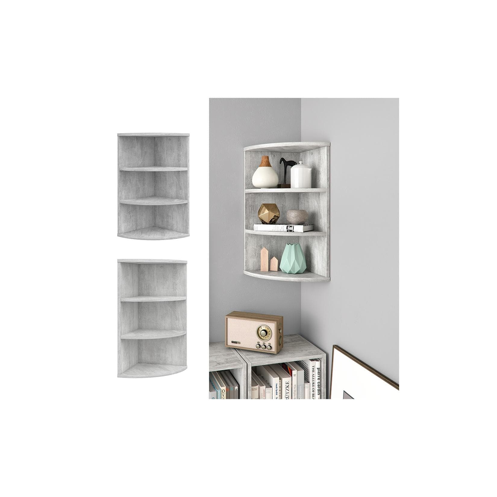 VICCO Eckregal ECKI 0,5 Betonoptik Grau Standregal