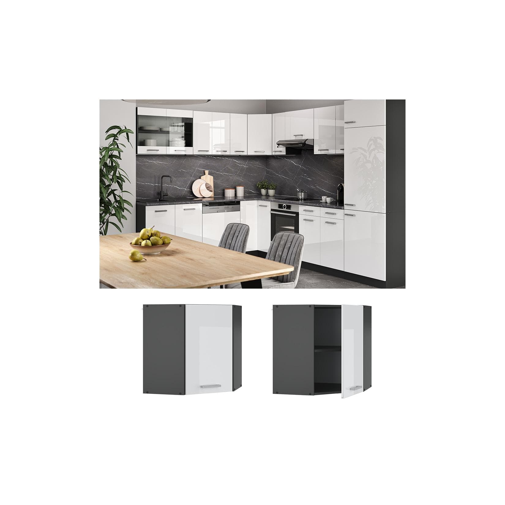 VICCO Küchenschrank Hängeschrank Eckhängeschrank 57 cm Anthrazit R-Line